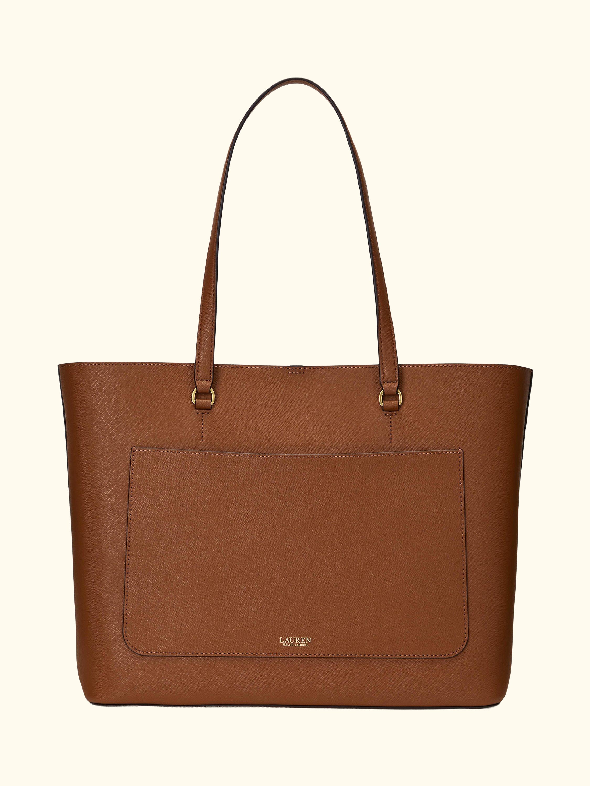 Lauren Ralph Lauren Karly Crosshatch Leather Large Tote Bag
