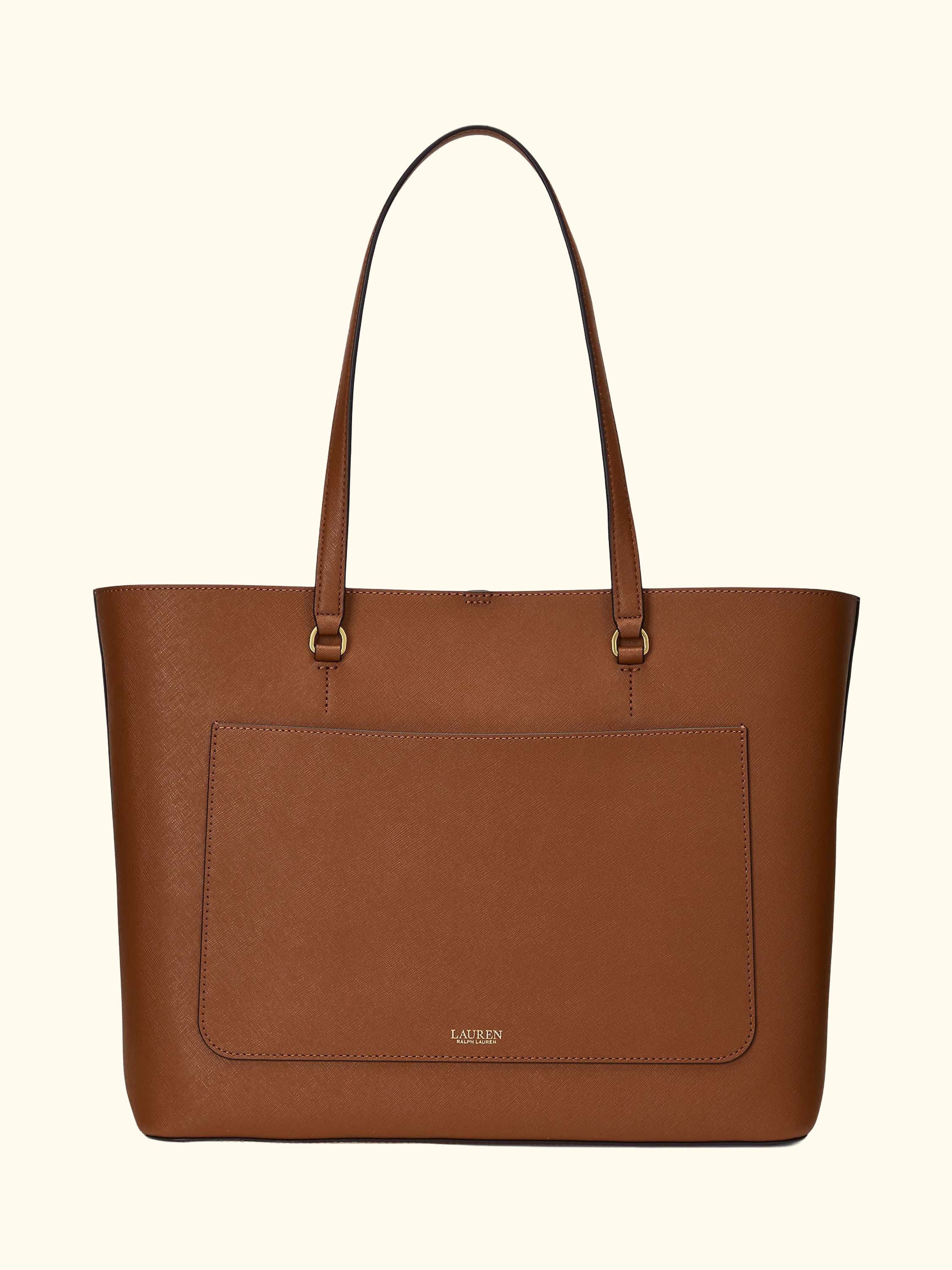 Lauren Ralph Lauren Karly Crosshatch Leather Large Tote Bag