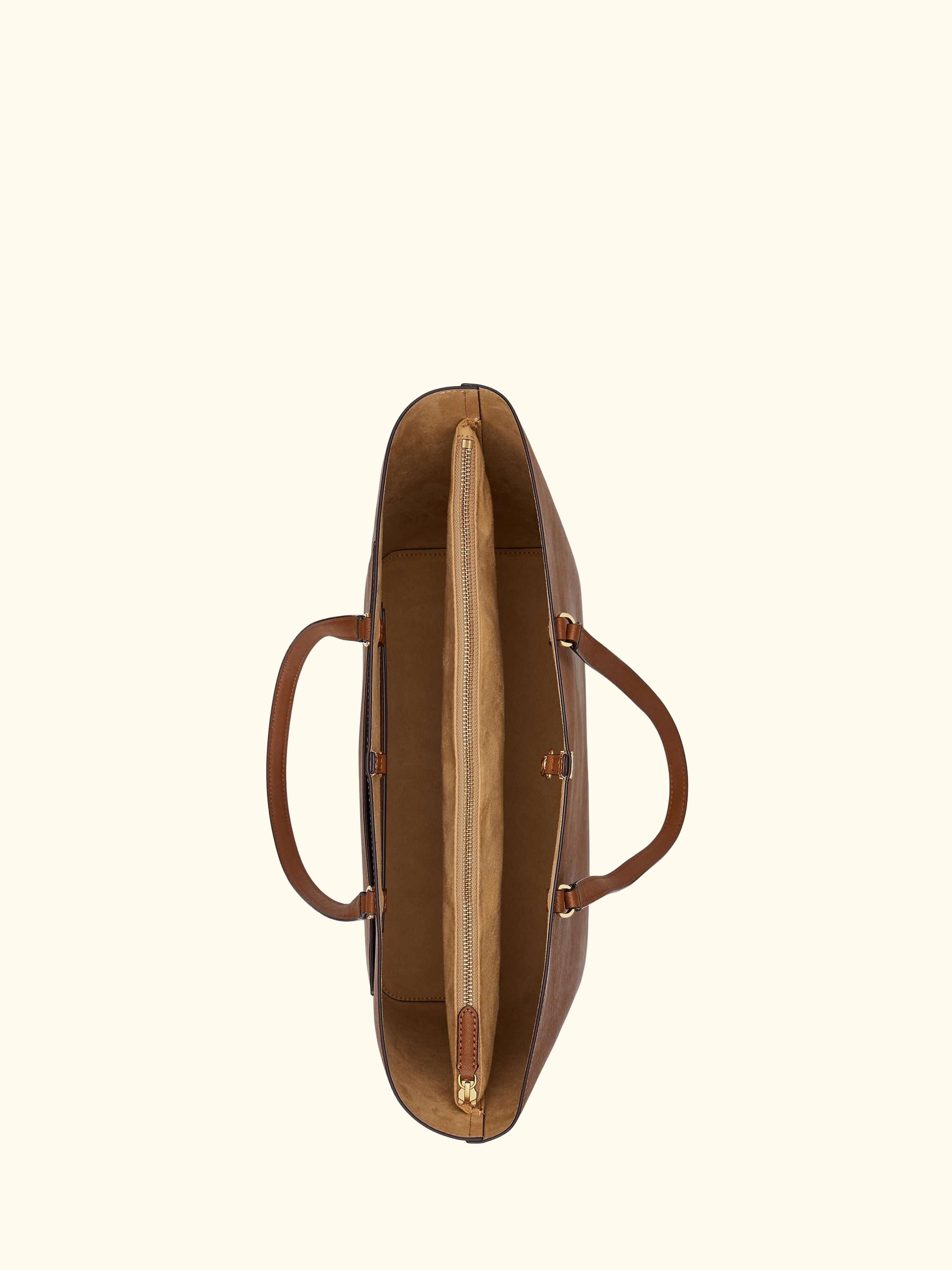 Lauren Ralph Lauren Karly Crosshatch Leather Large Tote Bag