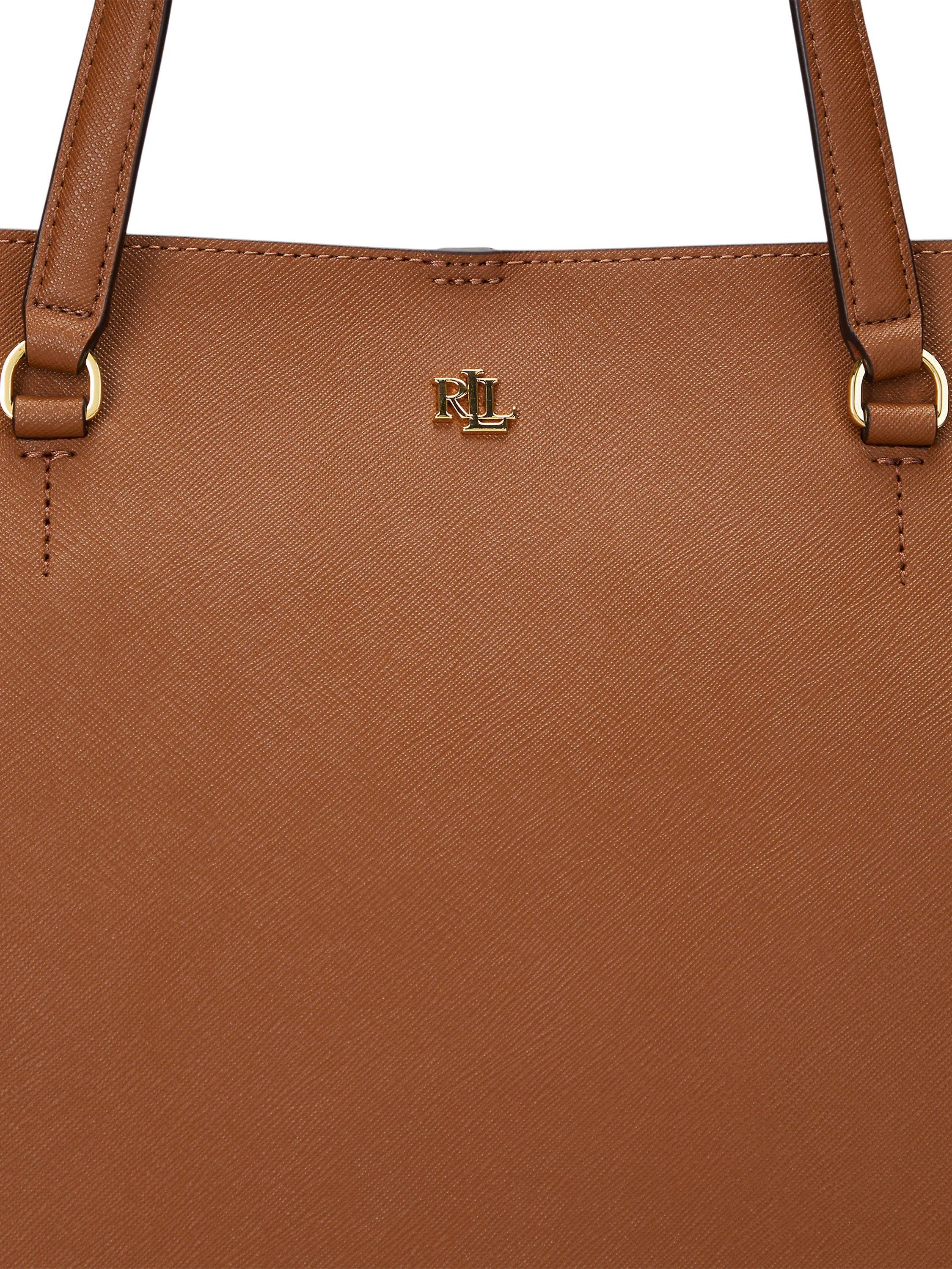 Lauren Ralph Lauren Karly Crosshatch Leather Large Tote Bag