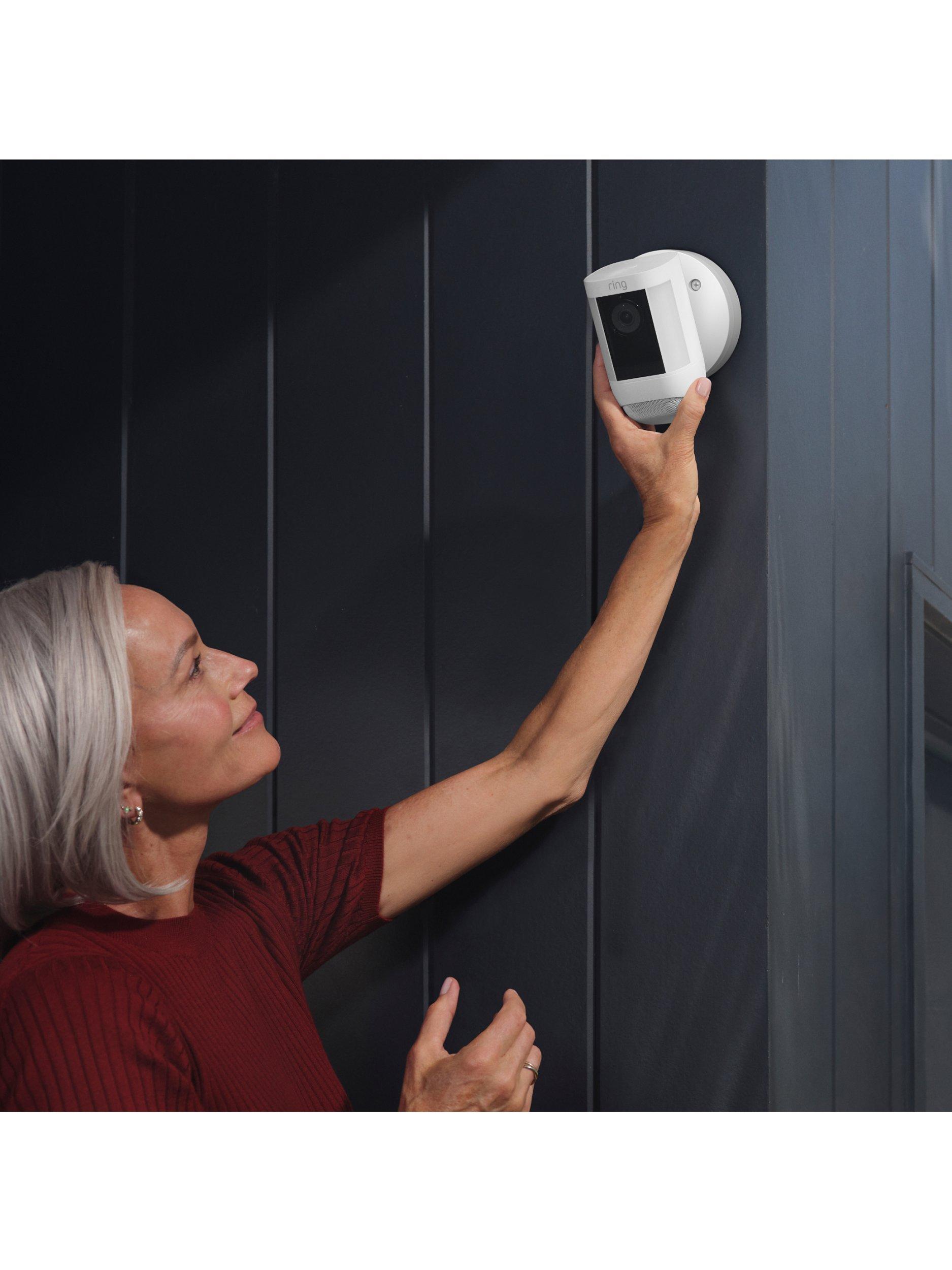 Spotlight Cam Pro Wired Smart Security Camera with Built-in Wi-Fi & Siren Alarm, White