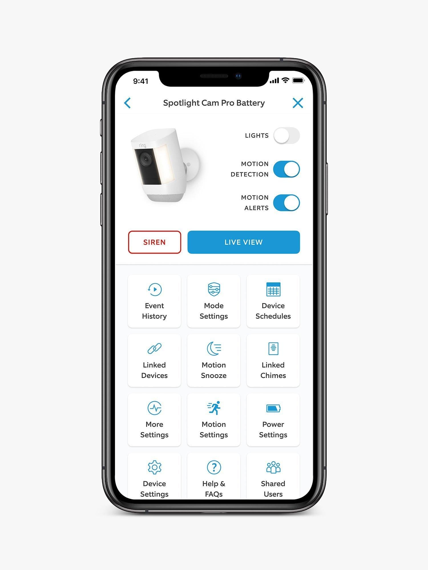 Spotlight Cam Pro Wired Smart Security Camera with Built-in Wi-Fi & Siren Alarm, White