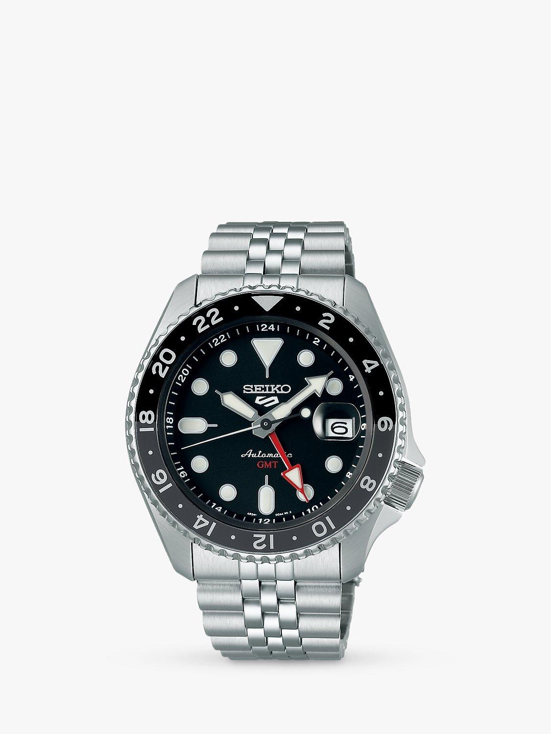 SSK001K1 Men's 5 Sport Series Automatic Date Bracelet Strap Watch, Silver/Black