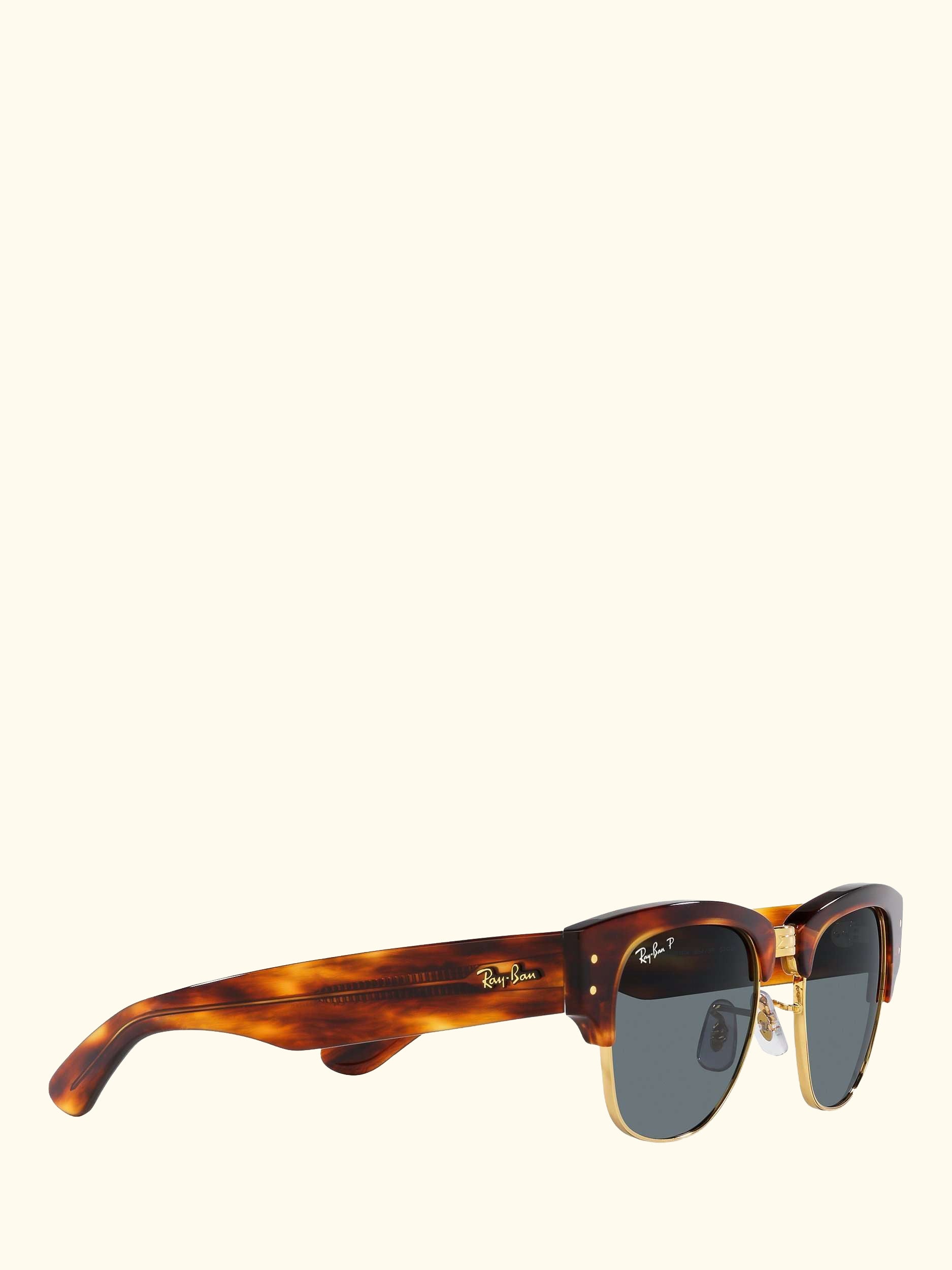 RB0316S Men's Mega Clubmaster Polarised Oval Sunglasses, Striped Havana