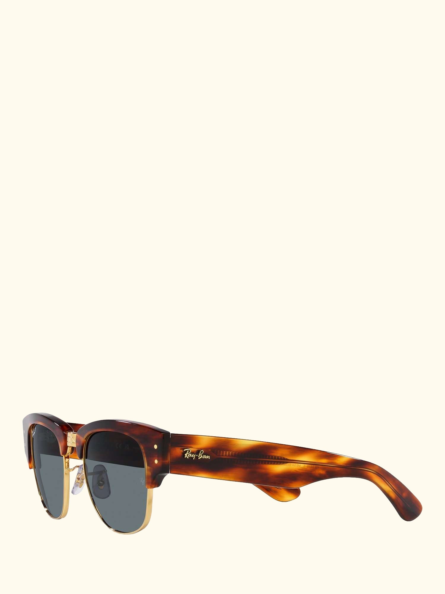 RB0316S Men's Mega Clubmaster Polarised Oval Sunglasses, Striped Havana