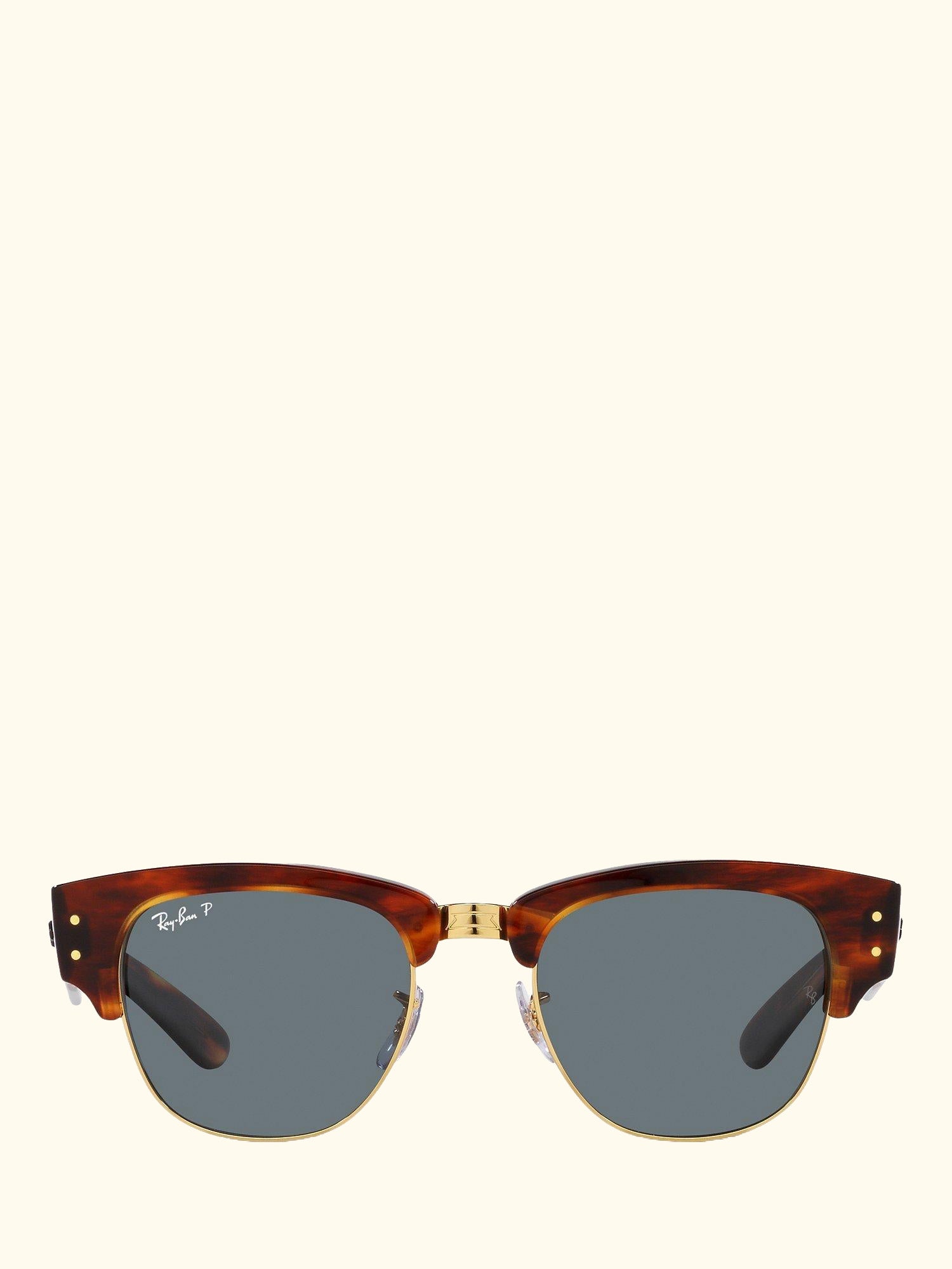 RB0316S Men's Mega Clubmaster Polarised Oval Sunglasses, Striped Havana