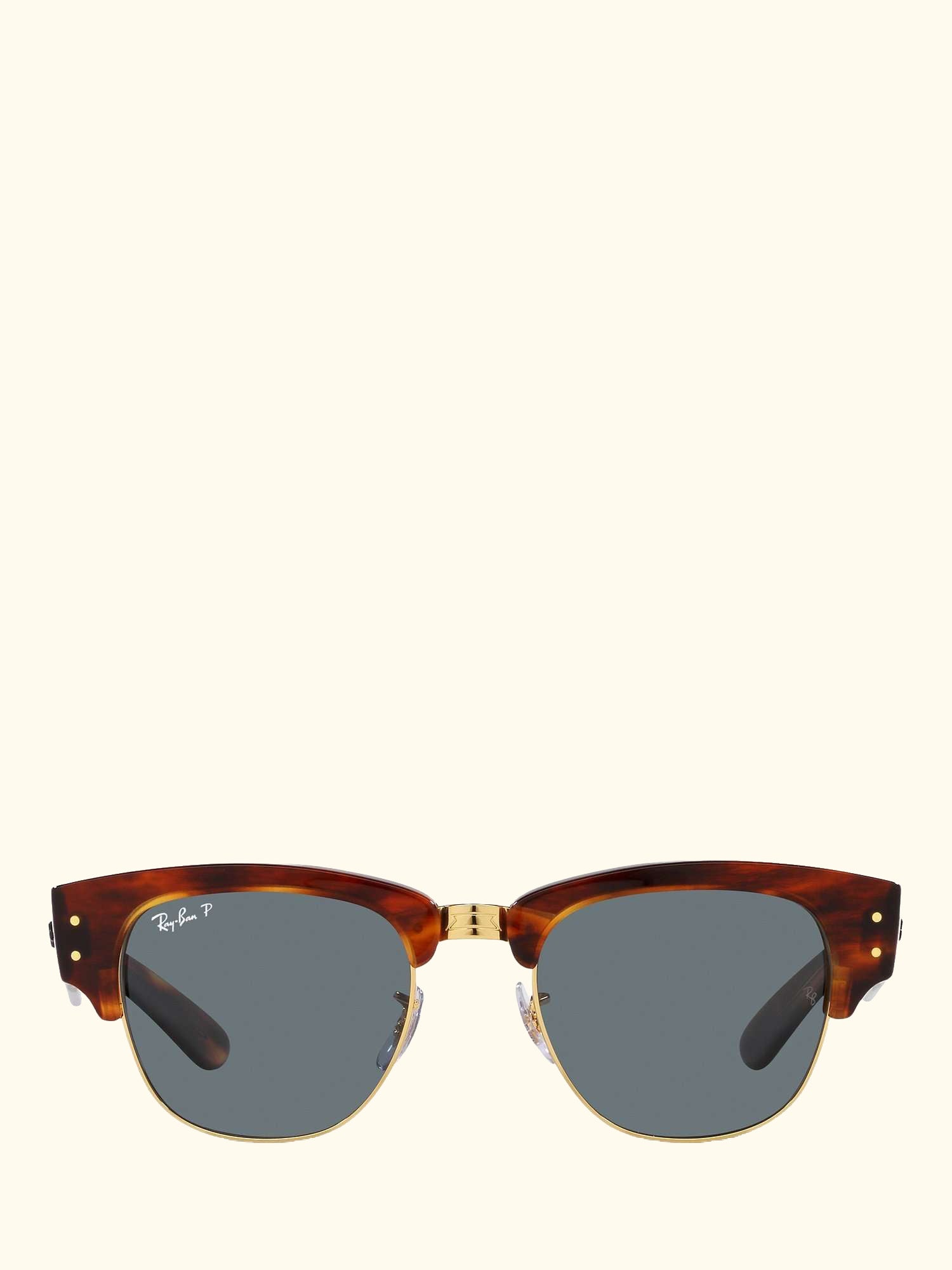 RB0316S Men's Mega Clubmaster Polarised Oval Sunglasses, Striped Havana