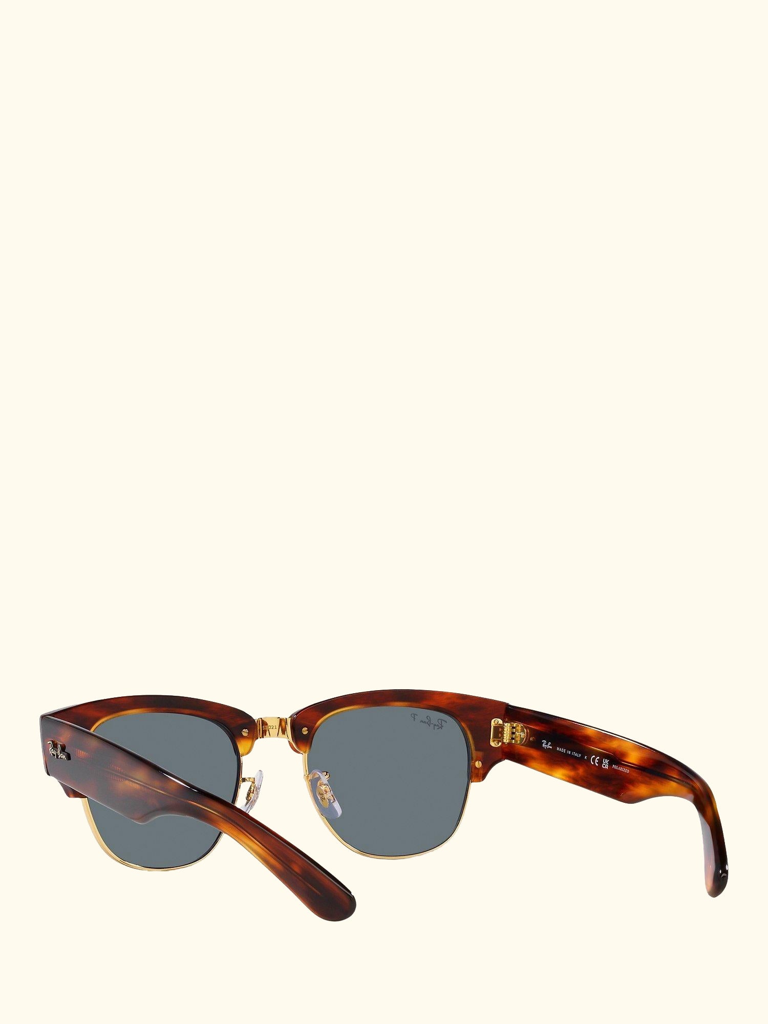 RB0316S Men's Mega Clubmaster Polarised Oval Sunglasses, Striped Havana