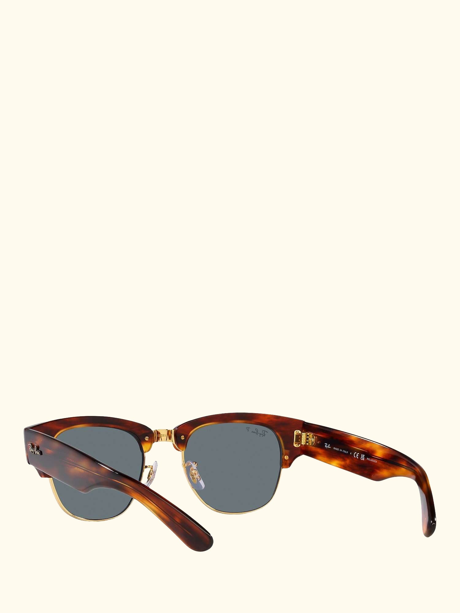 RB0316S Men's Mega Clubmaster Polarised Oval Sunglasses, Striped Havana