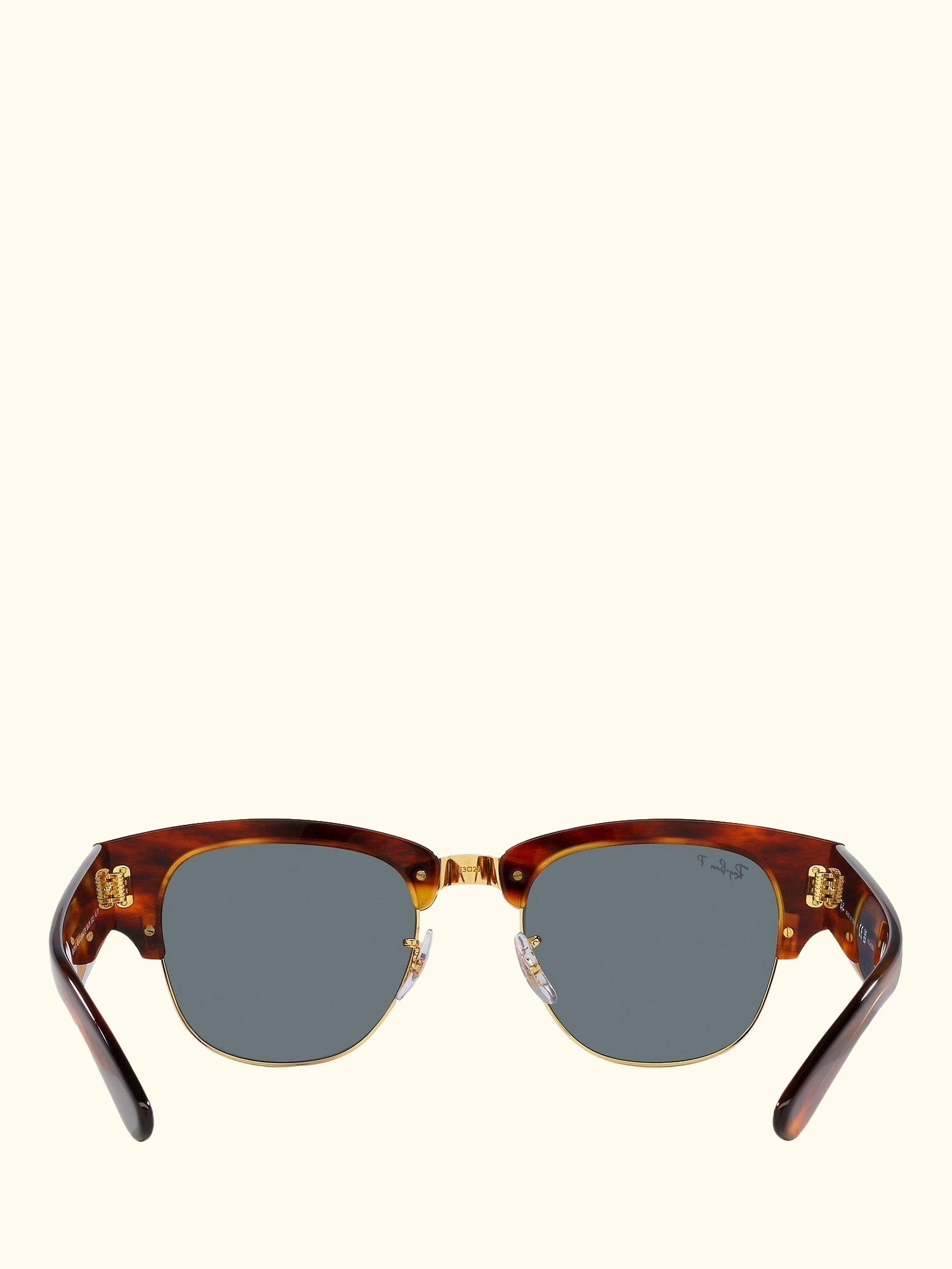 RB0316S Men's Mega Clubmaster Polarised Oval Sunglasses, Striped Havana