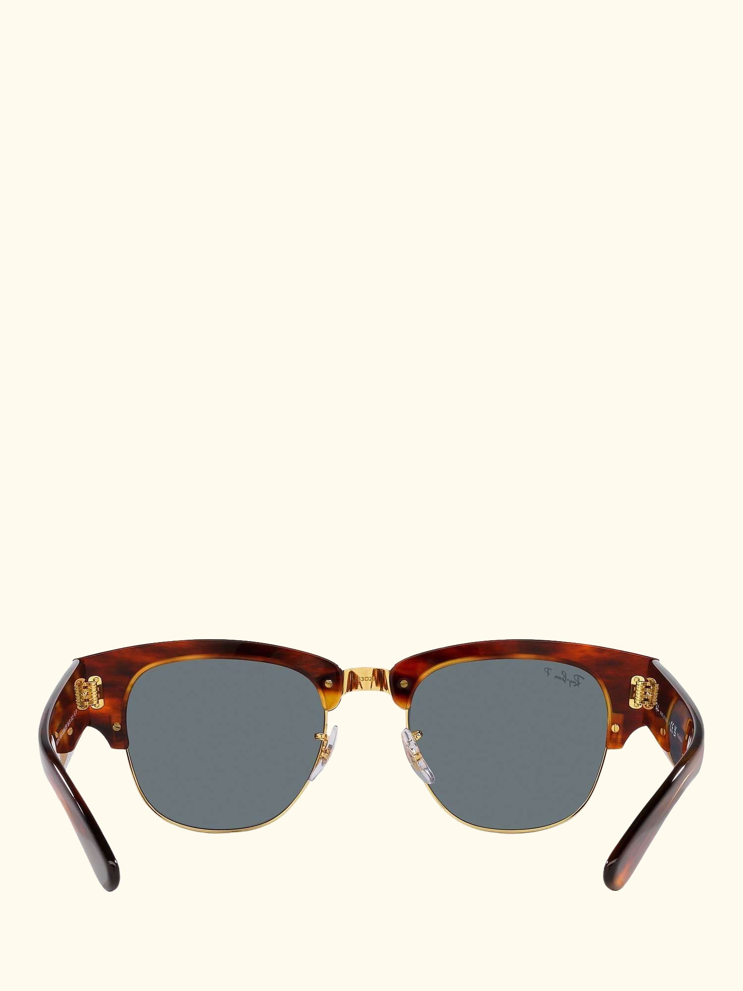RB0316S Men's Mega Clubmaster Polarised Oval Sunglasses, Striped Havana