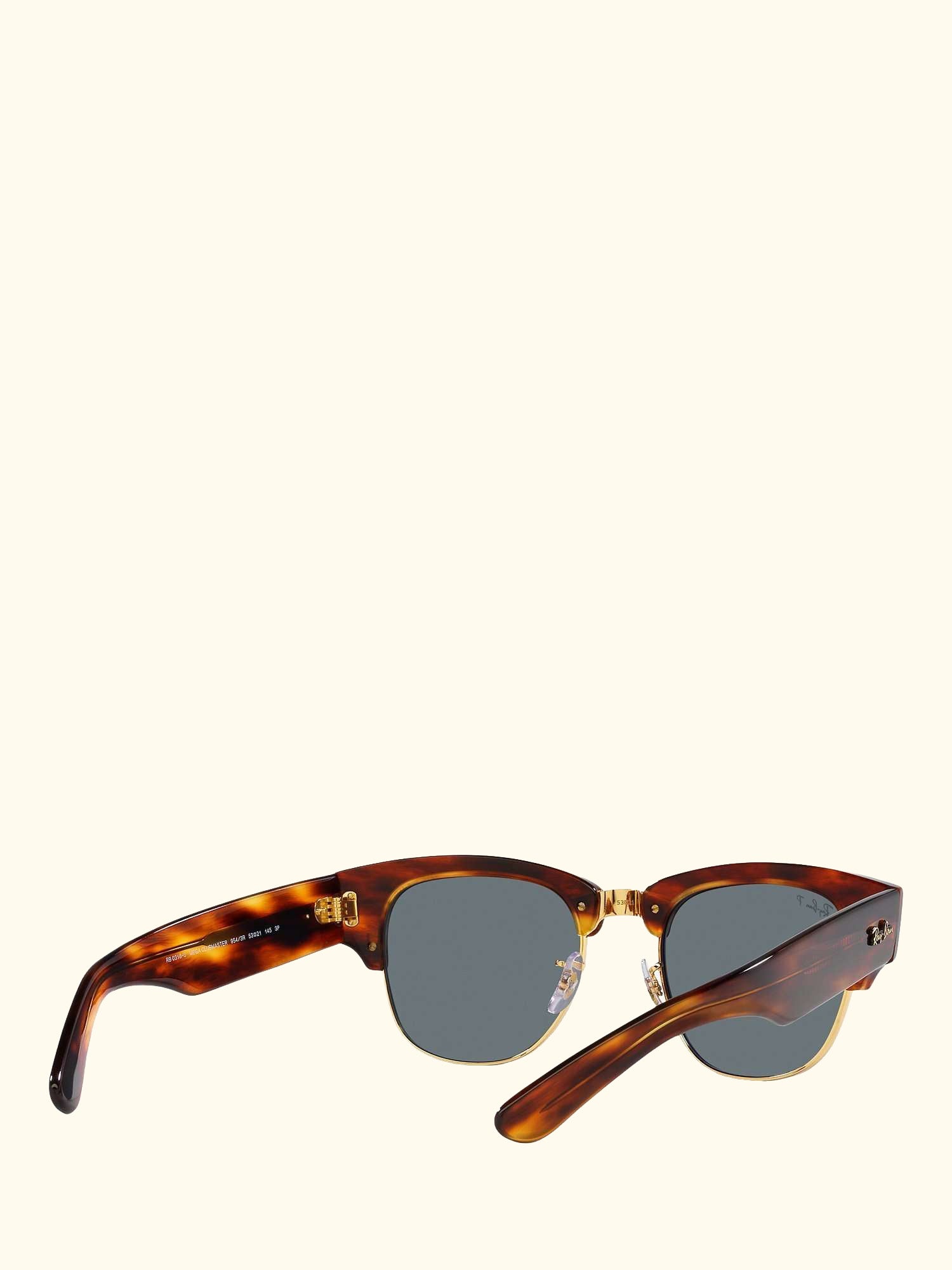 RB0316S Men's Mega Clubmaster Polarised Oval Sunglasses, Striped Havana