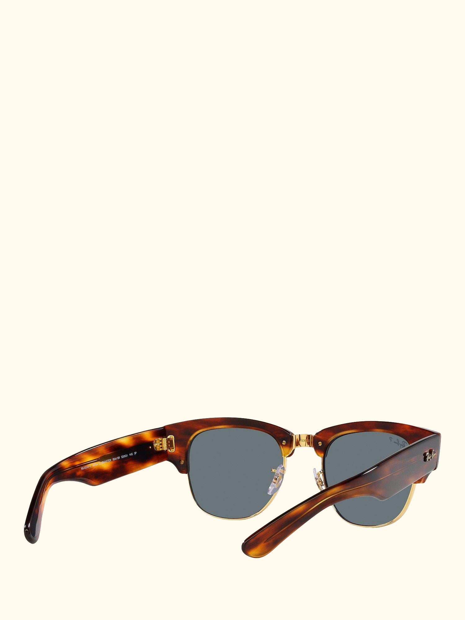 RB0316S Men's Mega Clubmaster Polarised Oval Sunglasses, Striped Havana