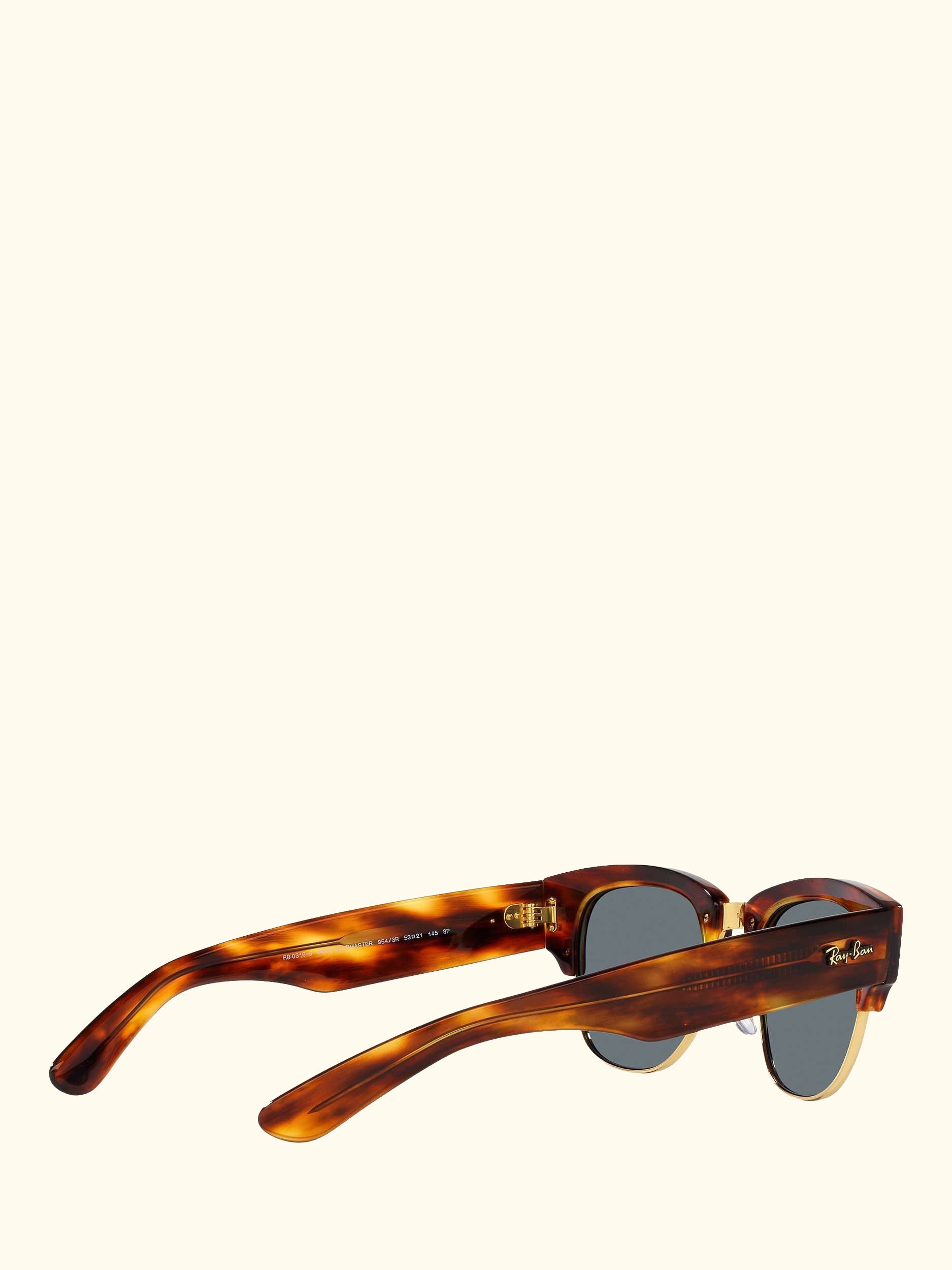RB0316S Men's Mega Clubmaster Polarised Oval Sunglasses, Striped Havana