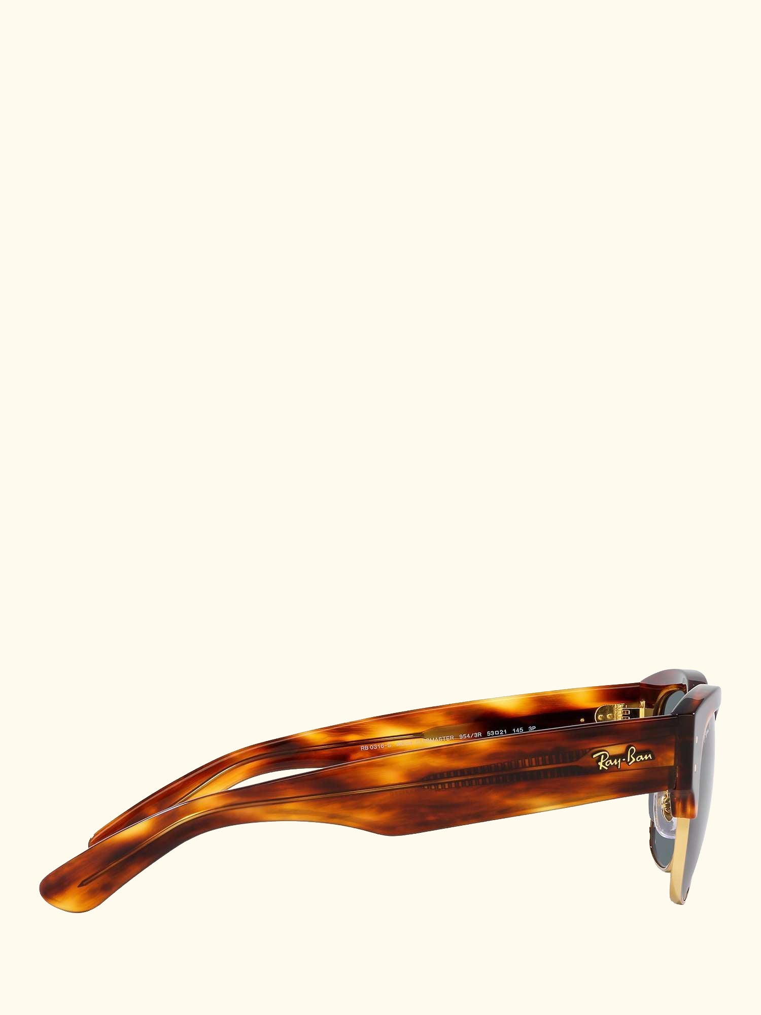 RB0316S Men's Mega Clubmaster Polarised Oval Sunglasses, Striped Havana
