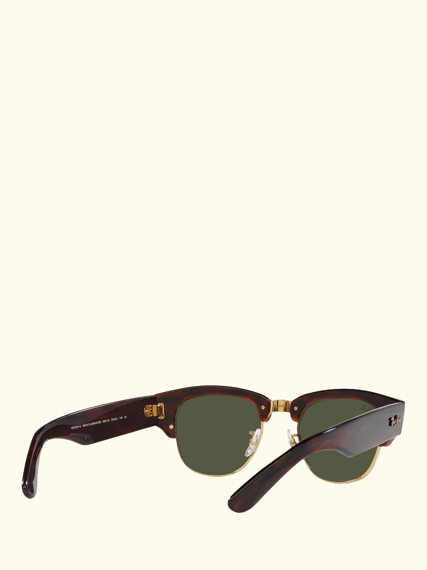 RB0316S Men's Mega Clubmaster Oval Sunglasses, Mock Tortoise/Gold
