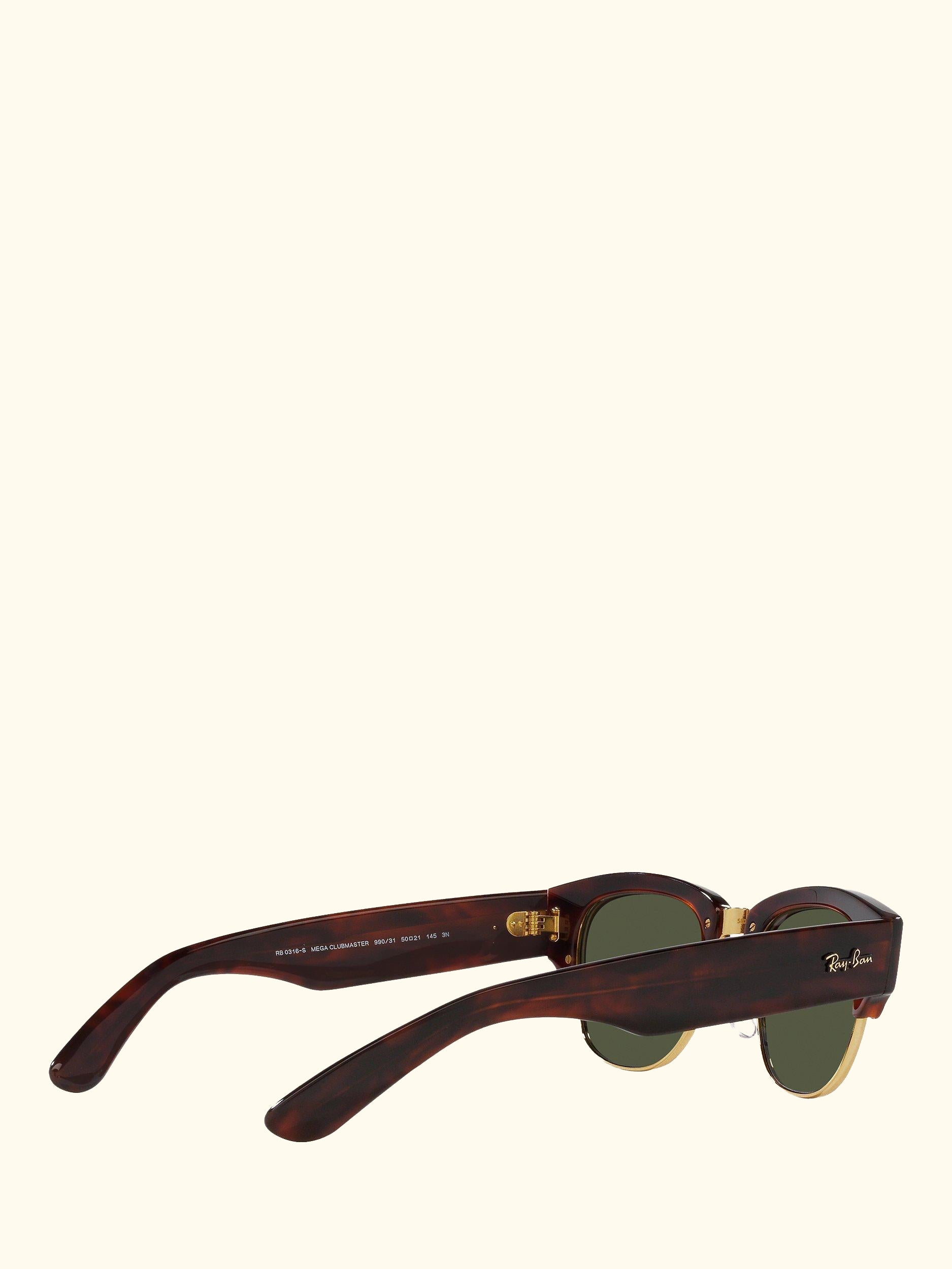 RB0316S Men's Mega Clubmaster Oval Sunglasses, Mock Tortoise/Gold