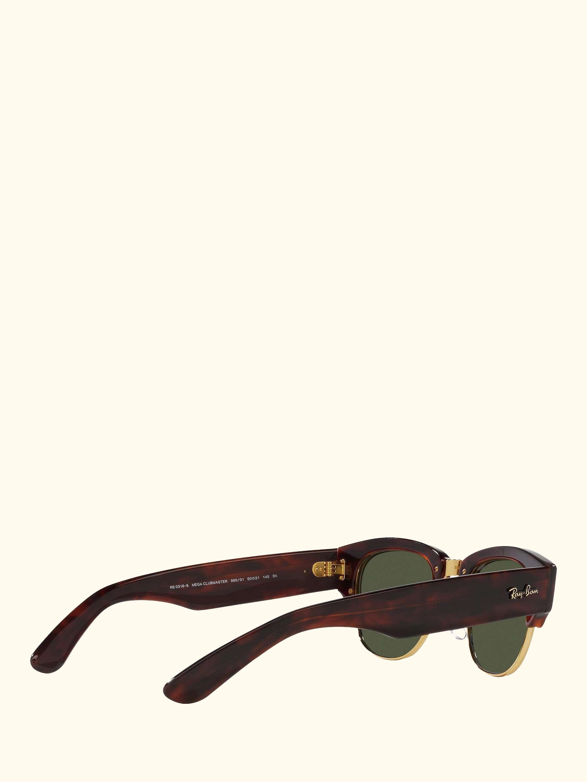 RB0316S Men's Mega Clubmaster Oval Sunglasses, Mock Tortoise/Gold