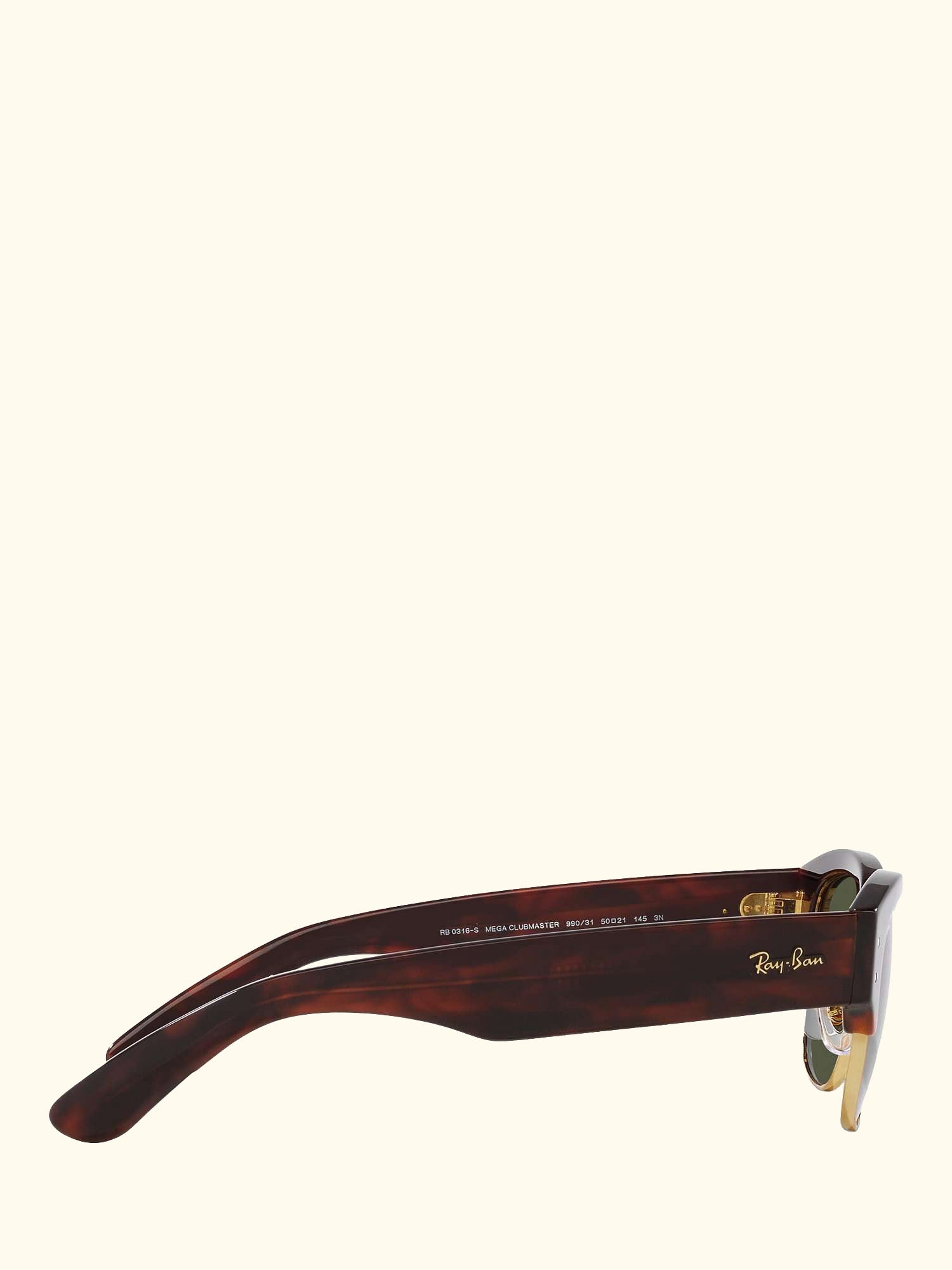 RB0316S Men's Mega Clubmaster Oval Sunglasses, Mock Tortoise/Gold