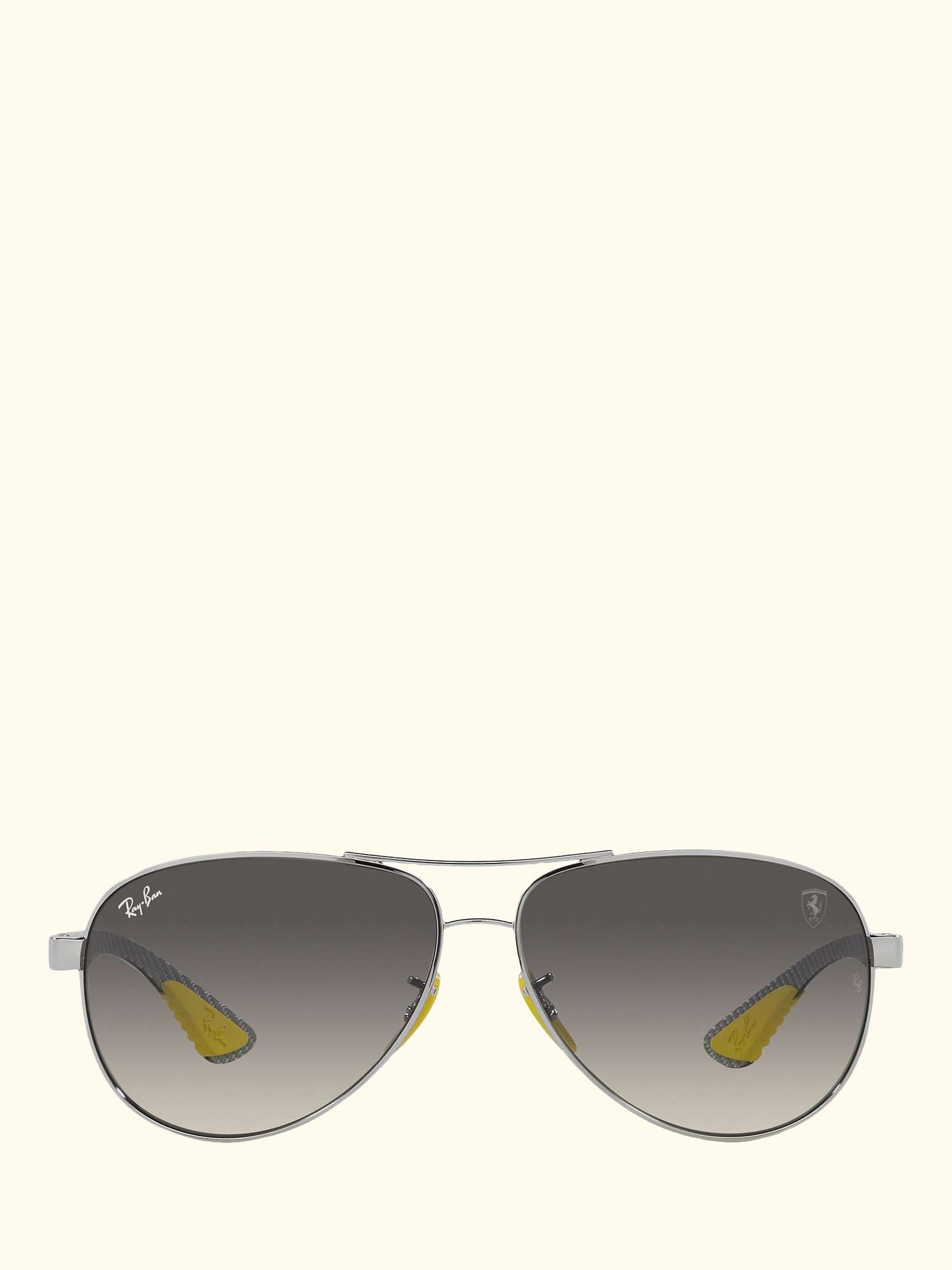 RB8331M Scuderia Ferrari Men's Aviator Sunglasses, Silver/Grey Gradient