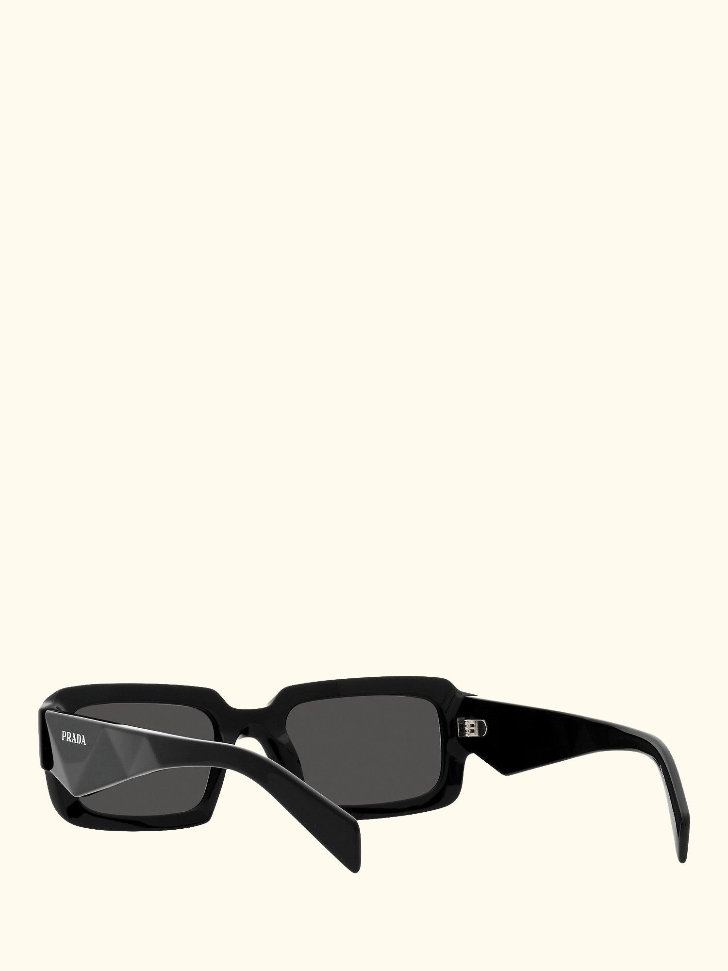 PR 27ZS Unisex Rectangular Sunglasses, Black