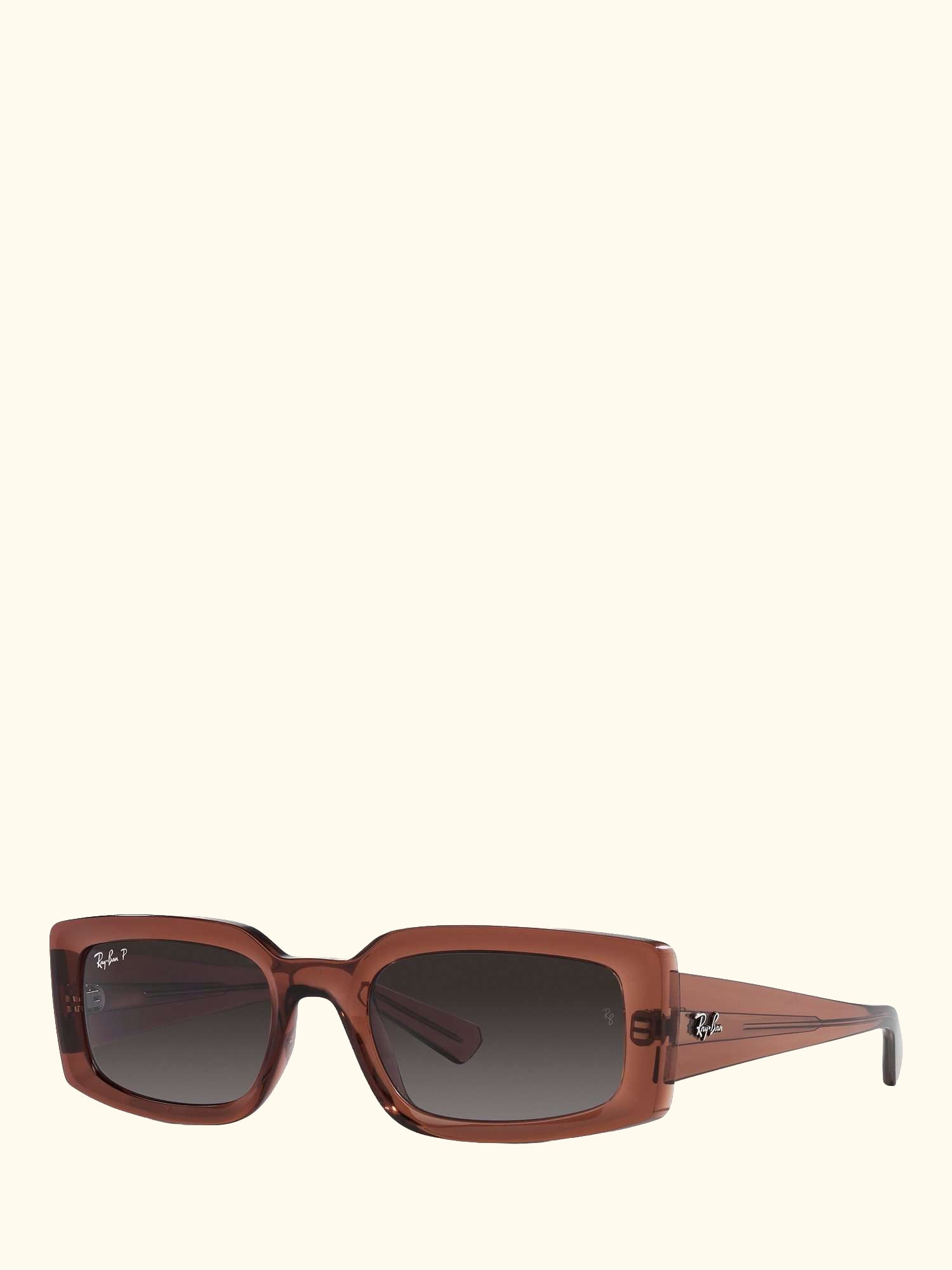 RB4395 Women's Kiliane Polarised Rectangular Sunglasses, Transparent Brown