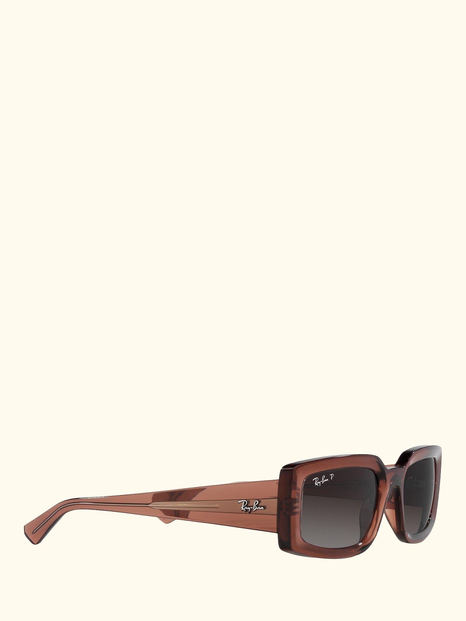 RB4395 Women's Kiliane Polarised Rectangular Sunglasses, Transparent Brown