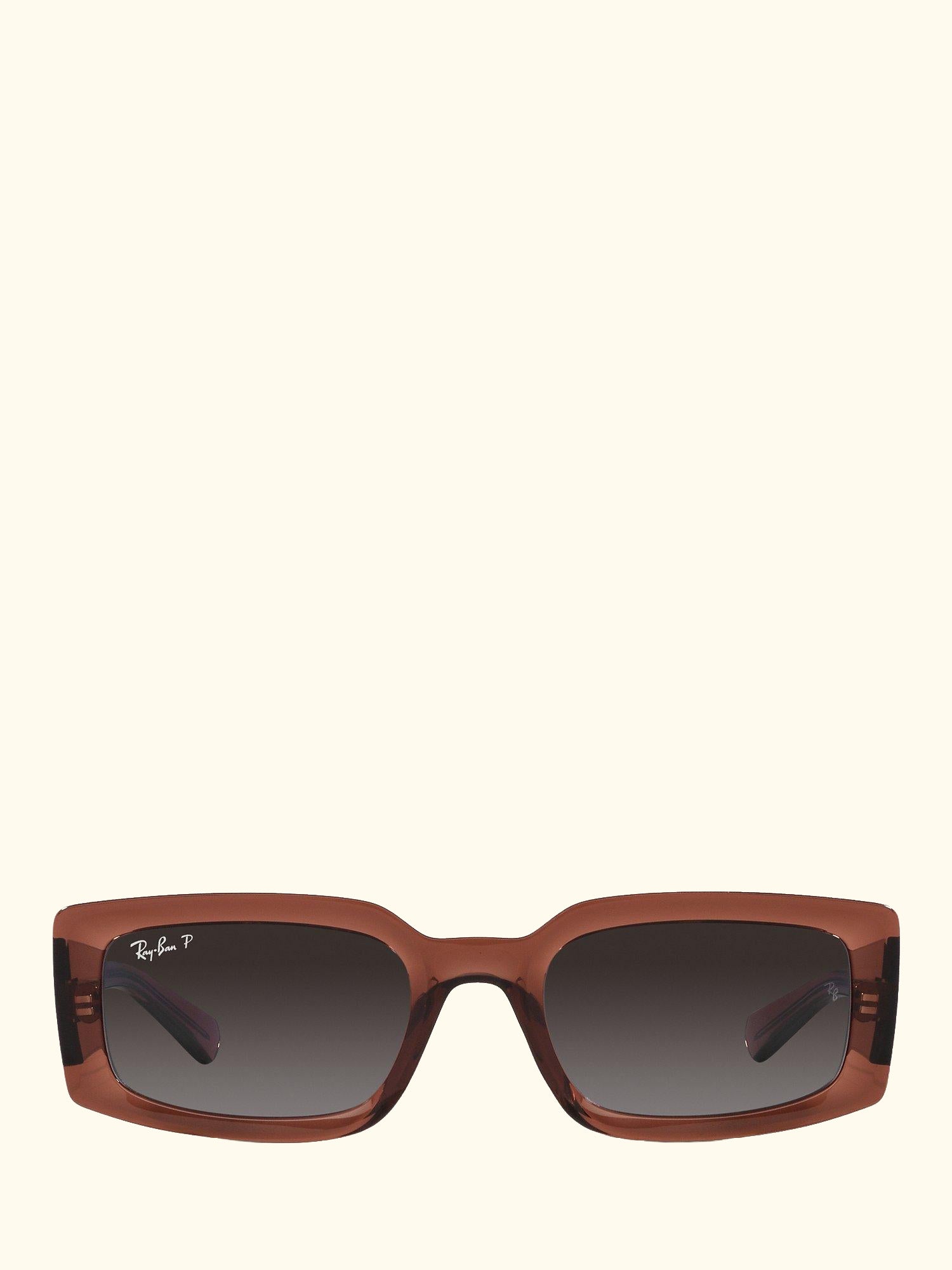 RB4395 Women's Kiliane Polarised Rectangular Sunglasses, Transparent Brown