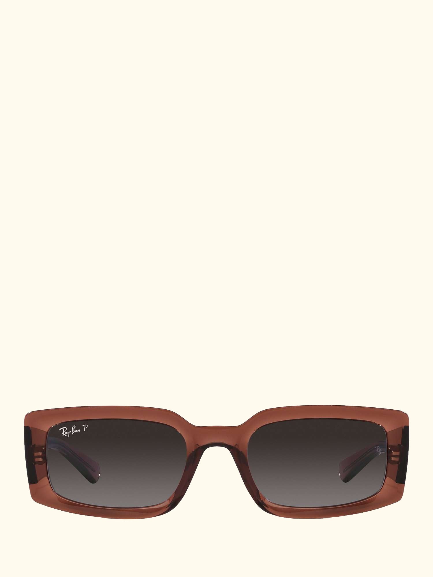RB4395 Women's Kiliane Polarised Rectangular Sunglasses, Transparent Brown