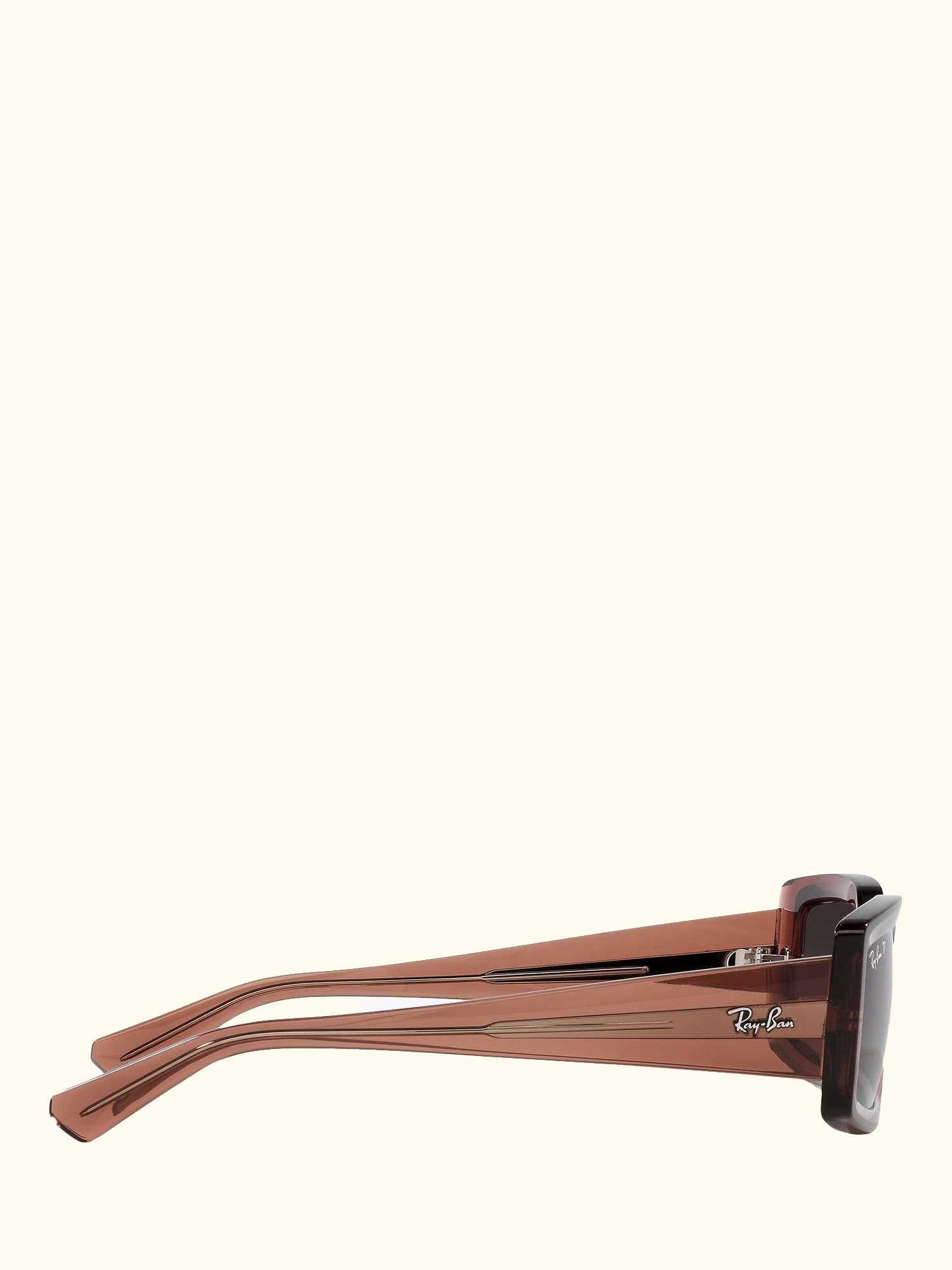 RB4395 Women's Kiliane Polarised Rectangular Sunglasses, Transparent Brown