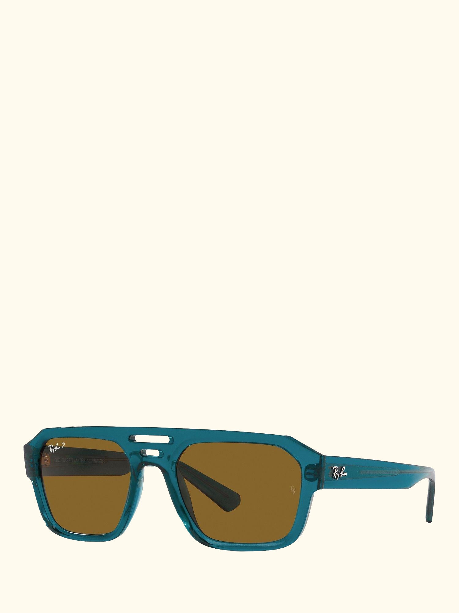 RB4397 Men's Corrigan Polarised Irregular Sunglasses, Transparent Blue