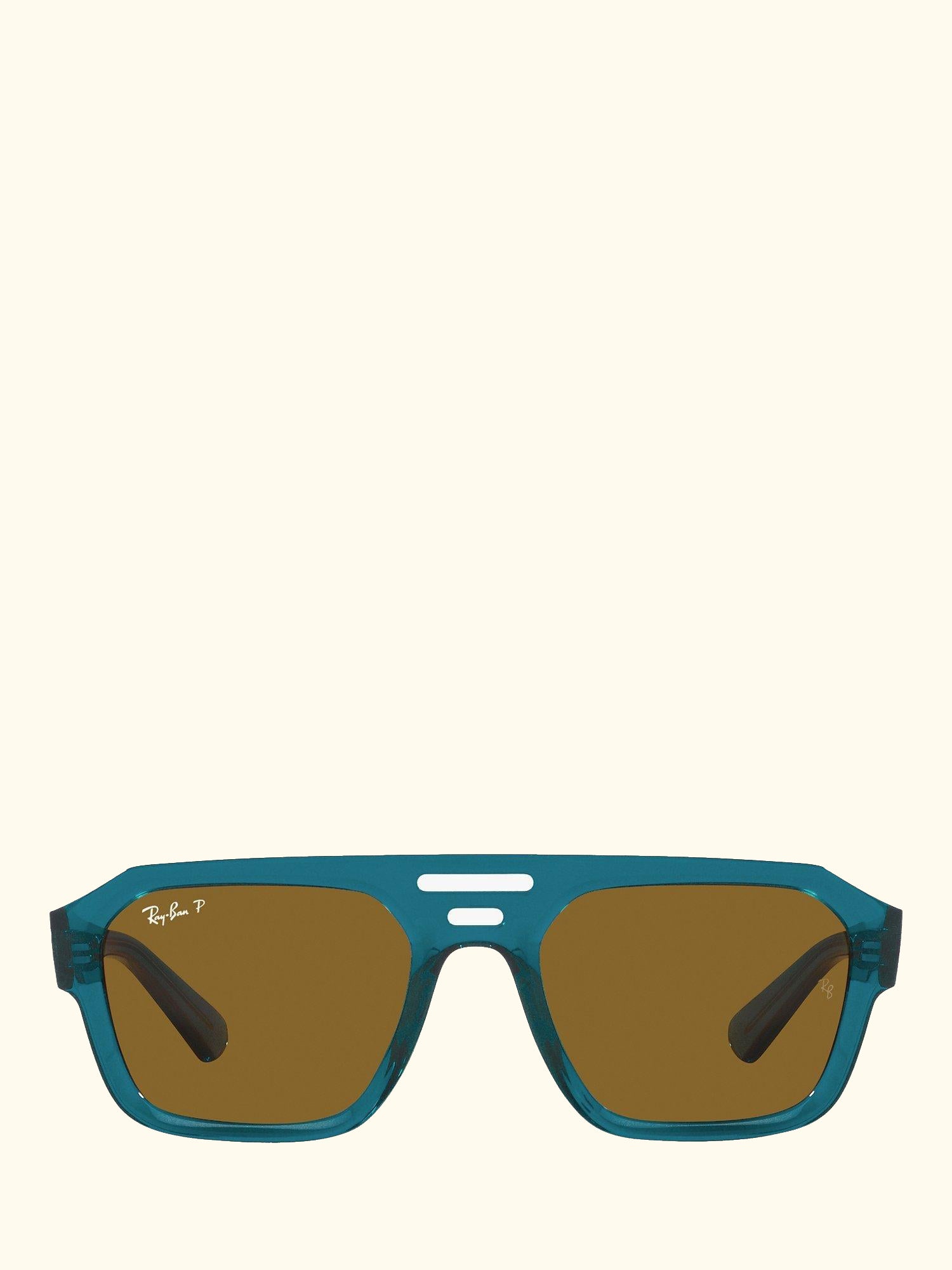 RB4397 Men's Corrigan Polarised Irregular Sunglasses, Transparent Blue