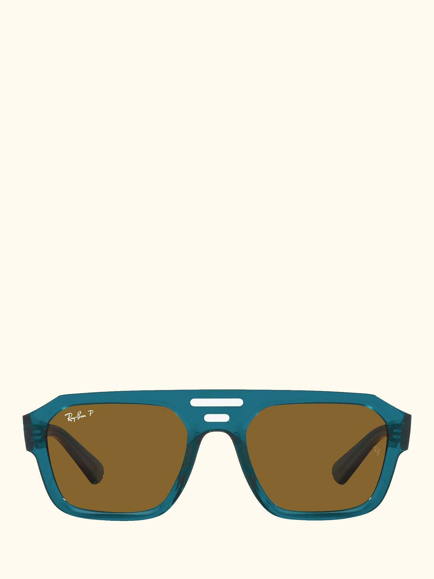 RB4397 Men's Corrigan Polarised Irregular Sunglasses, Transparent Blue