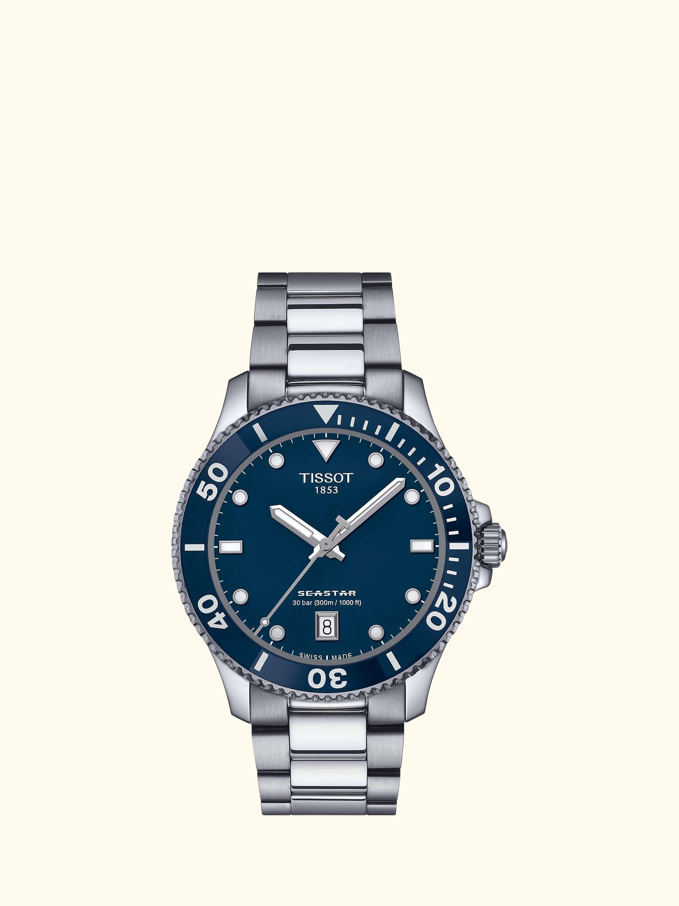 T1204101104100 Men's Seastar 1000 Quartz Bracelet Strap Watch, Silver