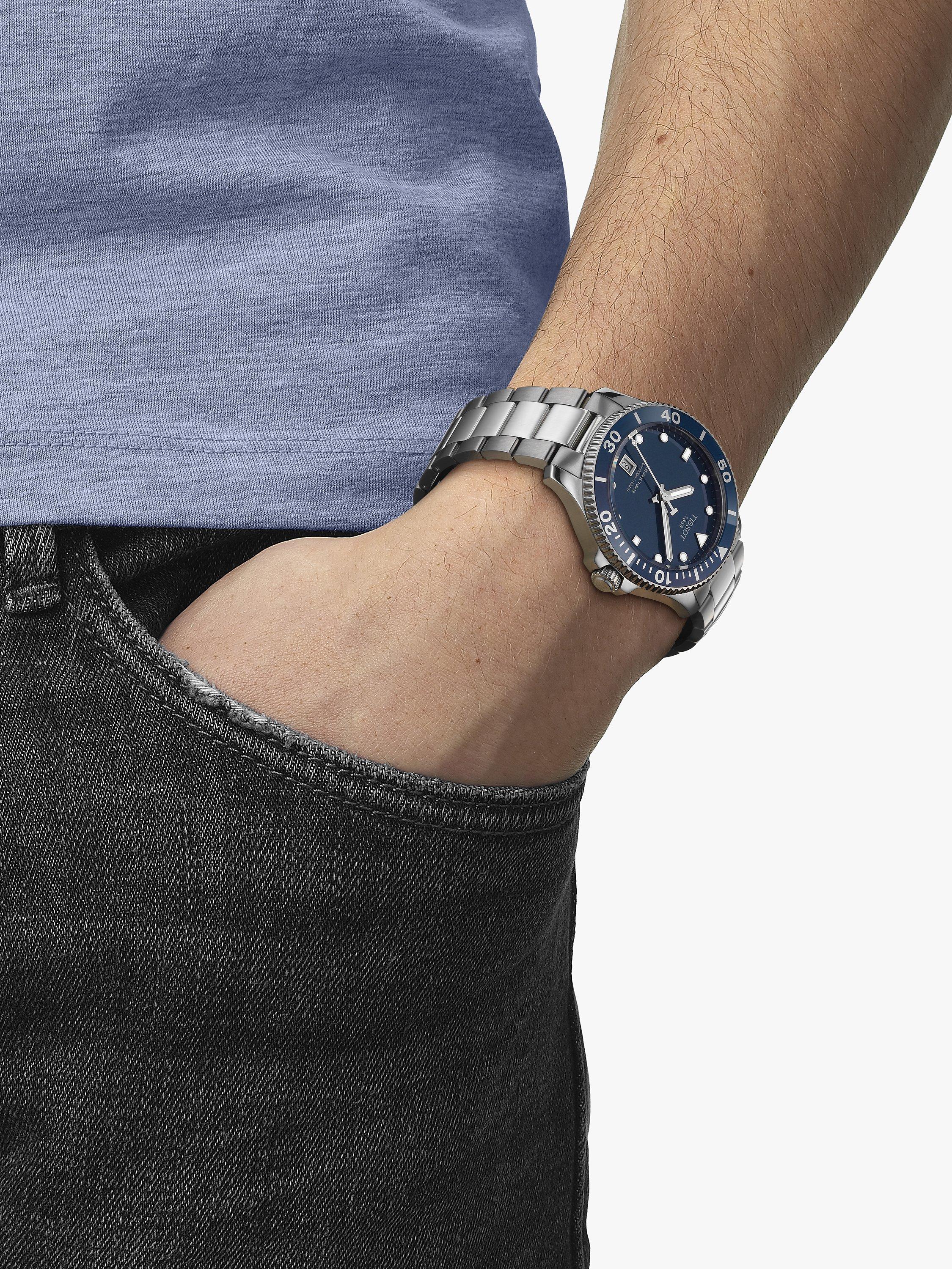 T1204101104100 Men's Seastar 1000 Quartz Bracelet Strap Watch, Silver