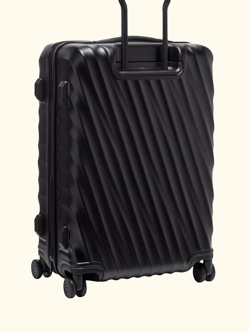 19 Degree Short Trip 66cm 4-Wheel Expandable Medium Suitcase, Black Texture