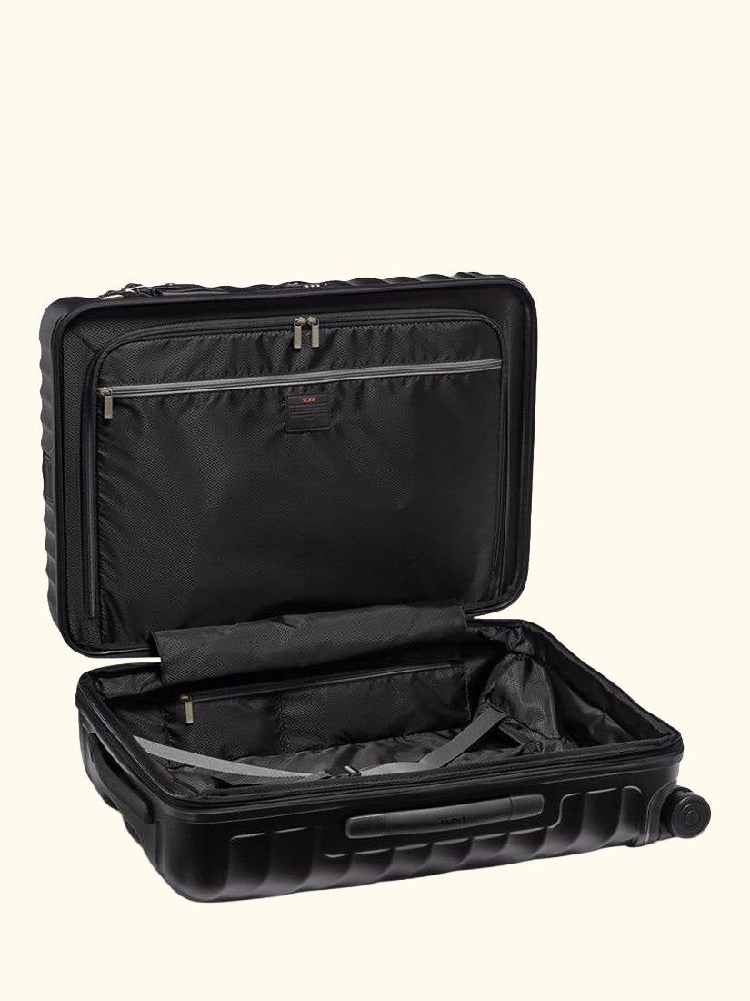 19 Degree Short Trip 66cm 4-Wheel Expandable Medium Suitcase, Black Texture