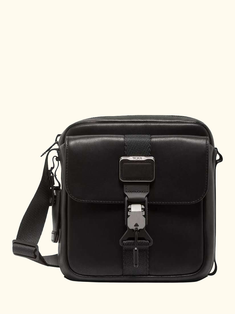 Alpha Bravo Junior Leather Crossbody Bag, Black