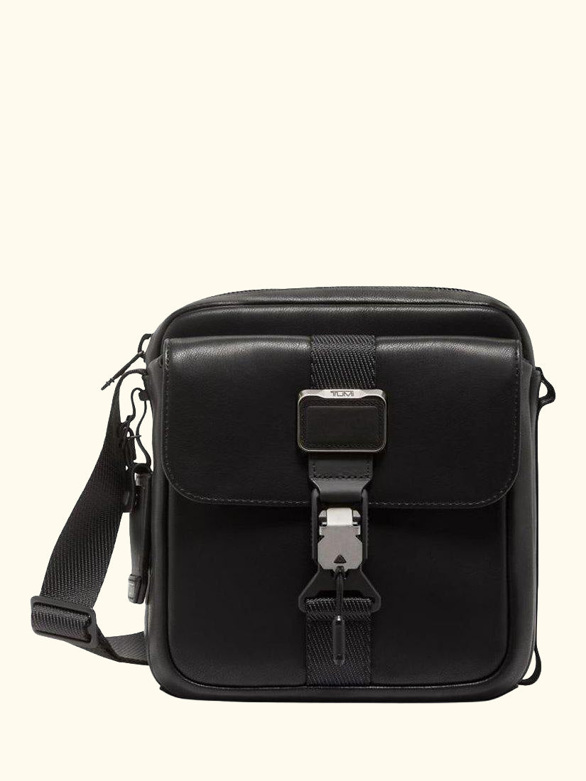 Alpha Bravo Junior Leather Crossbody Bag, Black