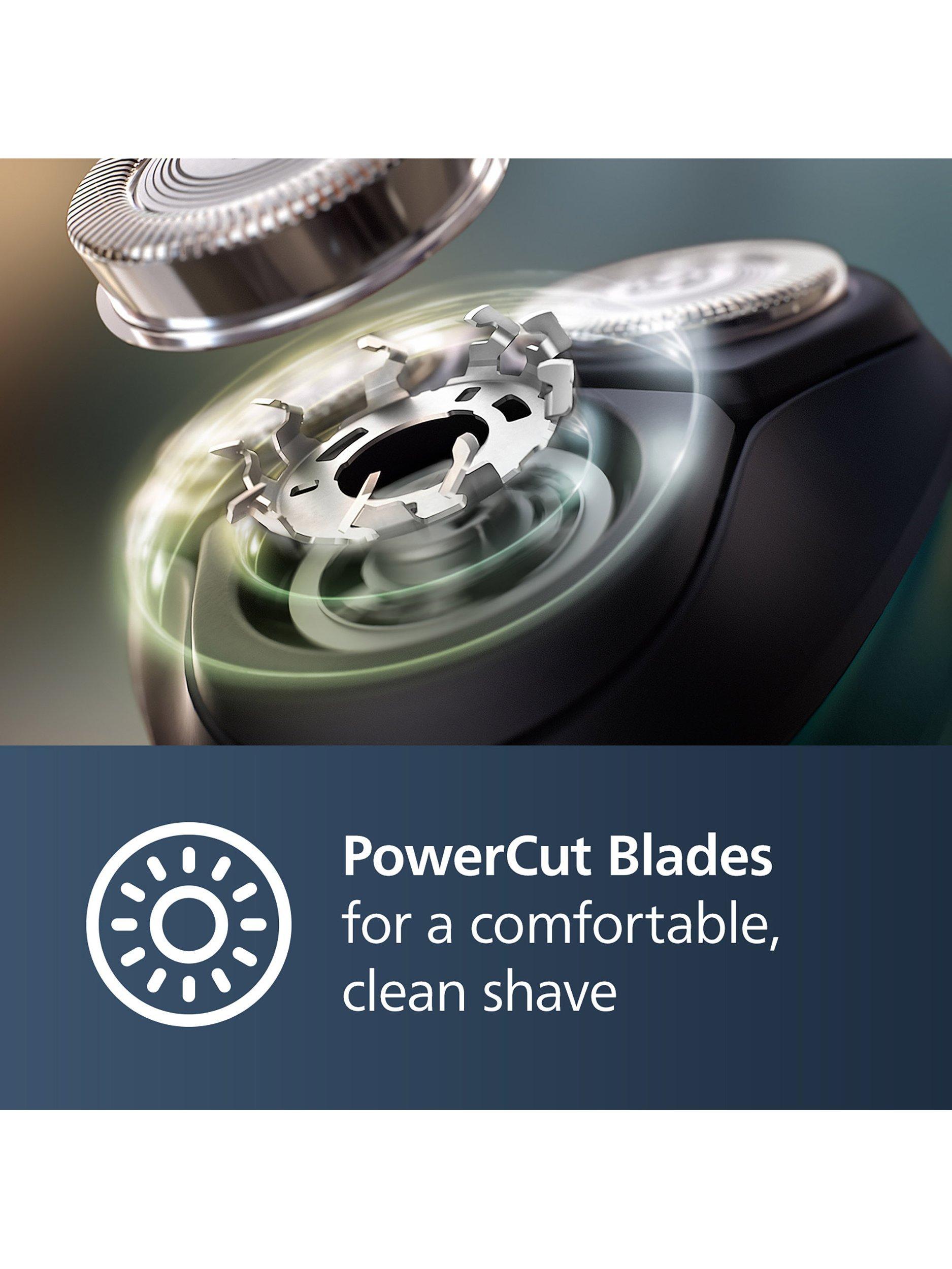 Series 3000X X3052/00 Wet & Dry Electric Shaver with 27 PowerCut Blades, 4D Flex Heads & Pop-up Trimmer, Dark Green Forest