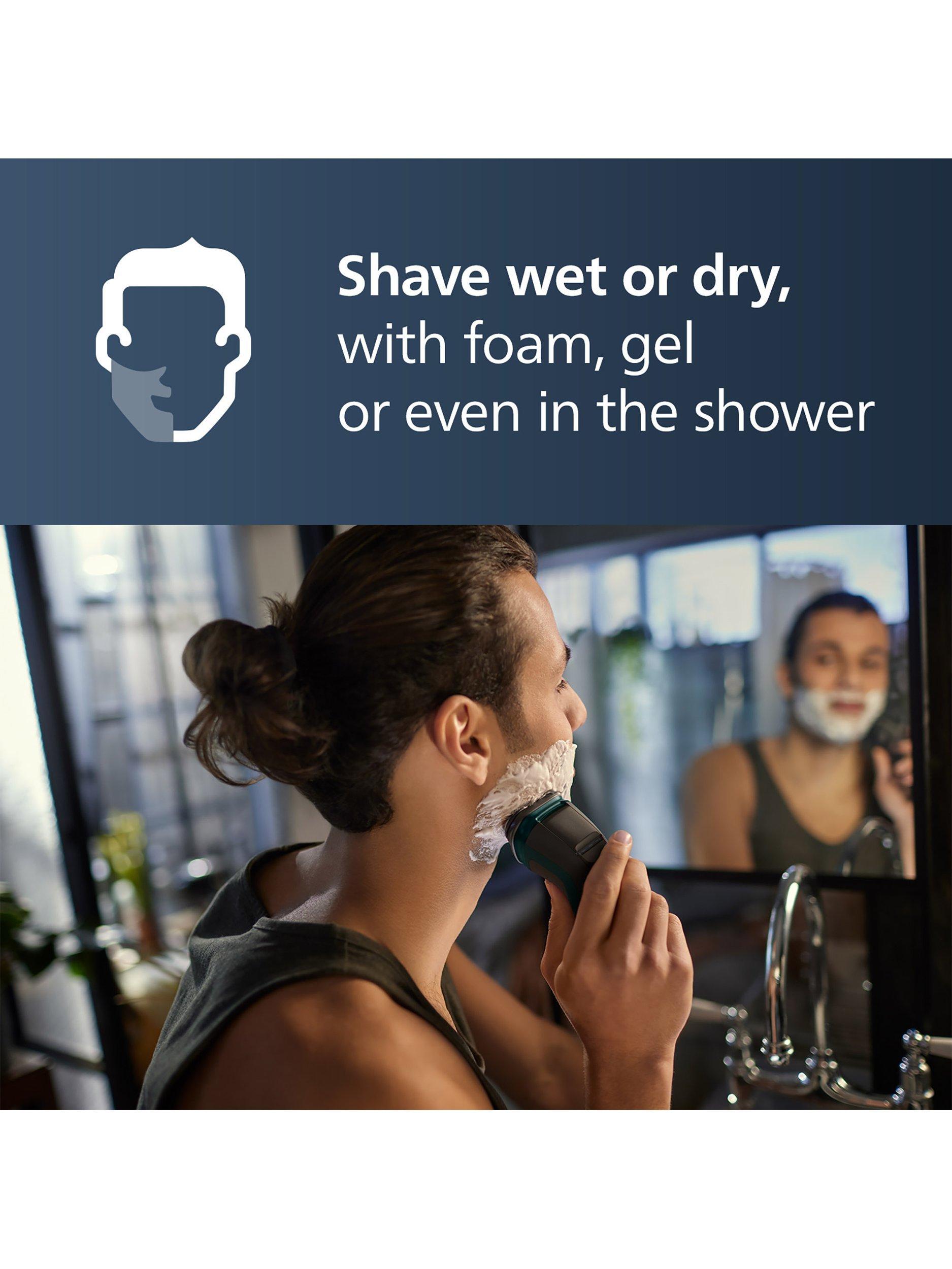 Series 3000X X3052/00 Wet & Dry Electric Shaver with 27 PowerCut Blades, 4D Flex Heads & Pop-up Trimmer, Dark Green Forest