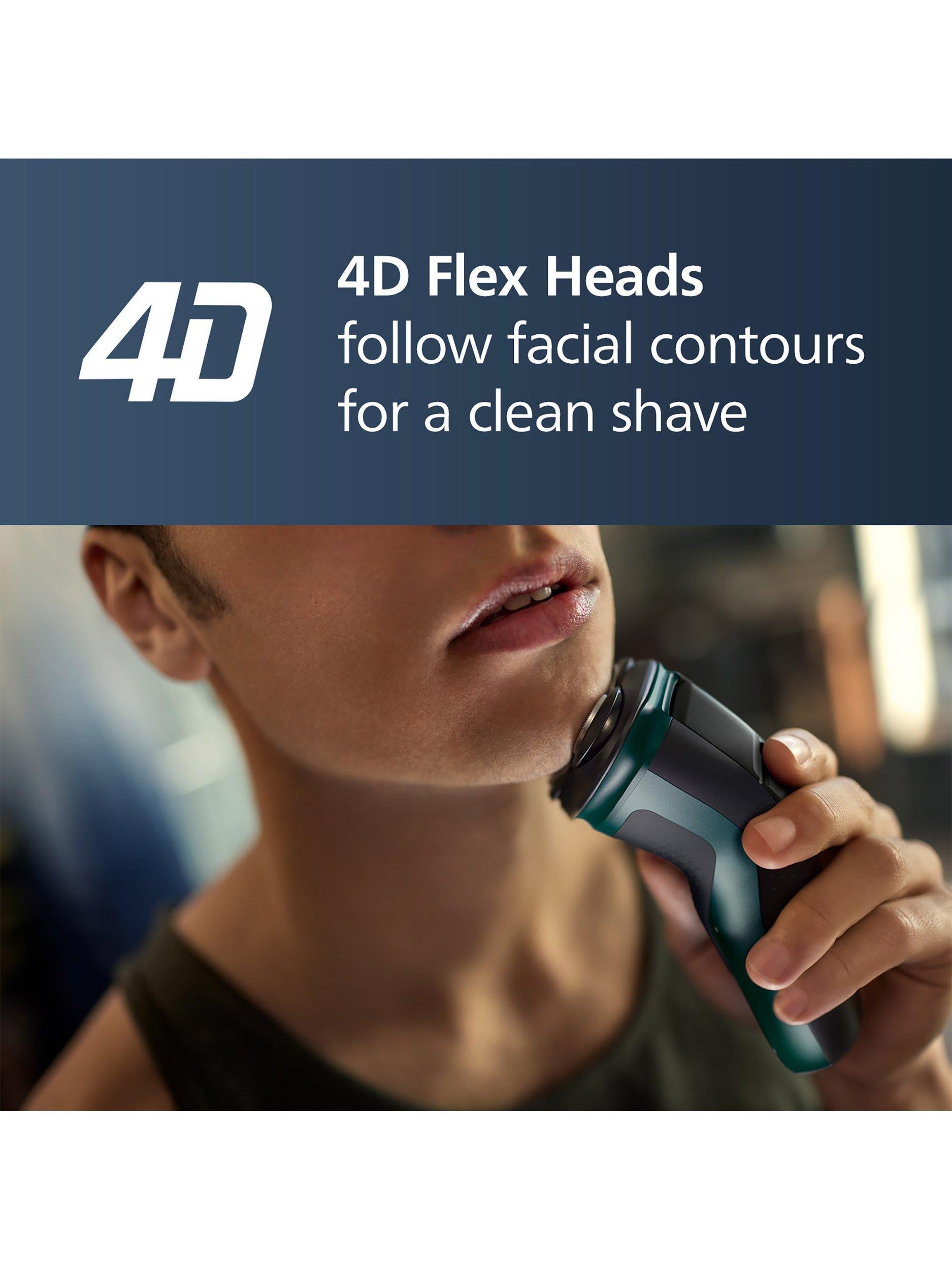 Series 3000X X3052/00 Wet & Dry Electric Shaver with 27 PowerCut Blades, 4D Flex Heads & Pop-up Trimmer, Dark Green Forest