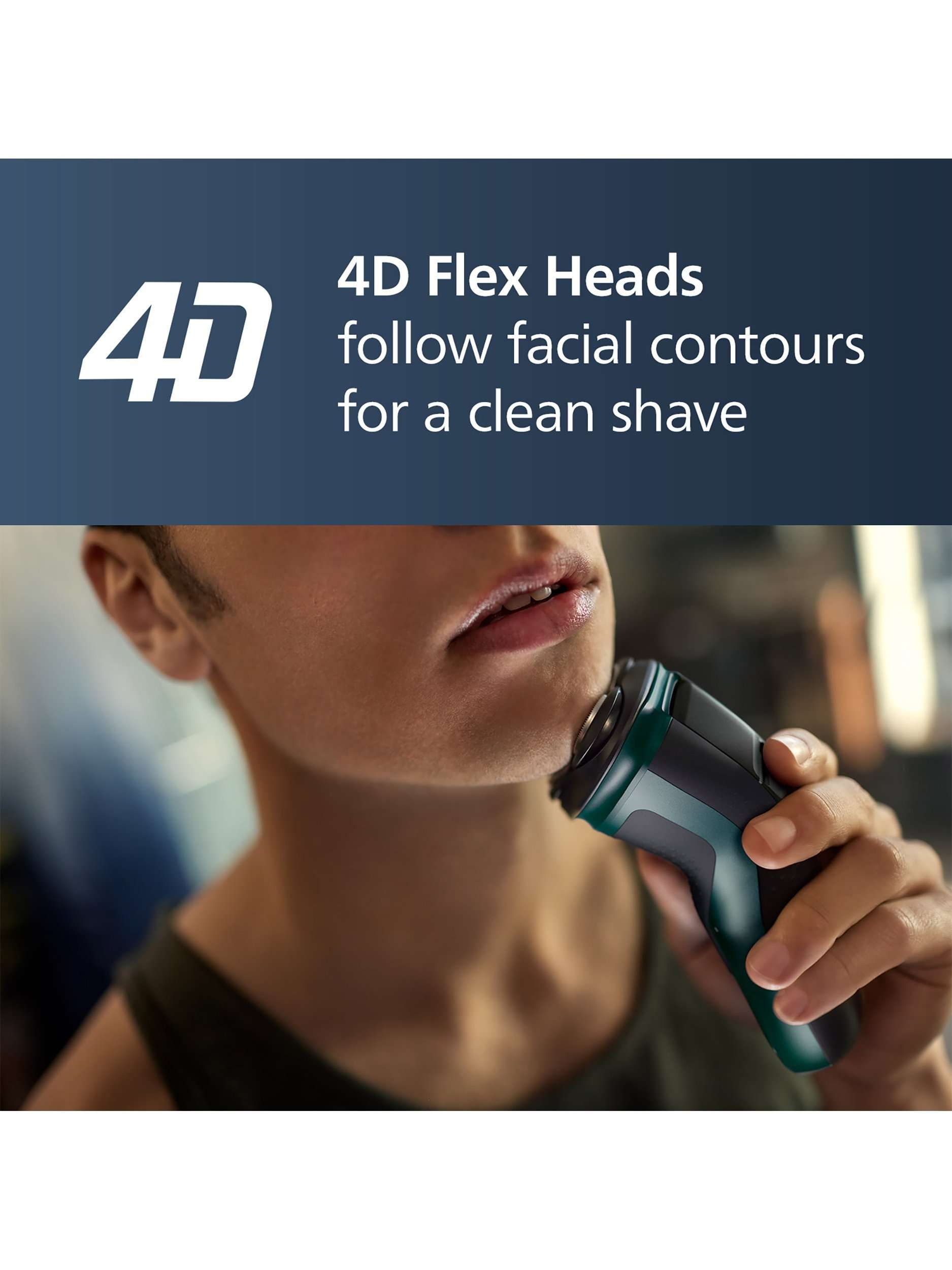 Series 3000X X3052/00 Wet & Dry Electric Shaver with 27 PowerCut Blades, 4D Flex Heads & Pop-up Trimmer, Dark Green Forest