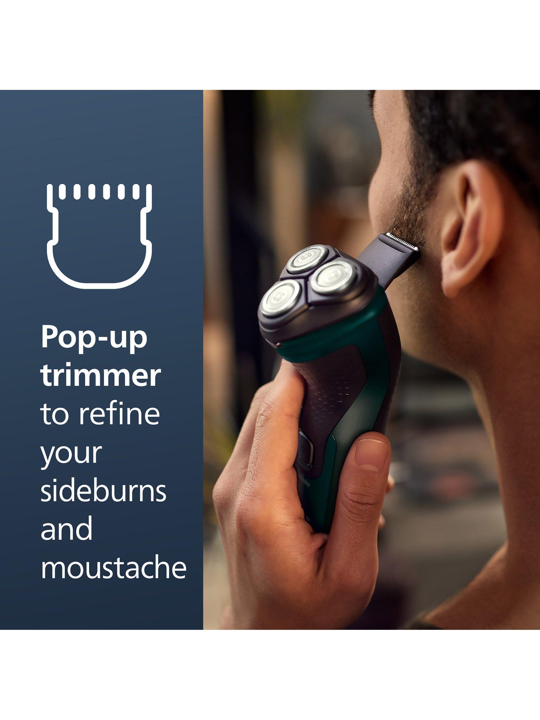 Series 3000X X3052/00 Wet & Dry Electric Shaver with 27 PowerCut Blades, 4D Flex Heads & Pop-up Trimmer, Dark Green Forest