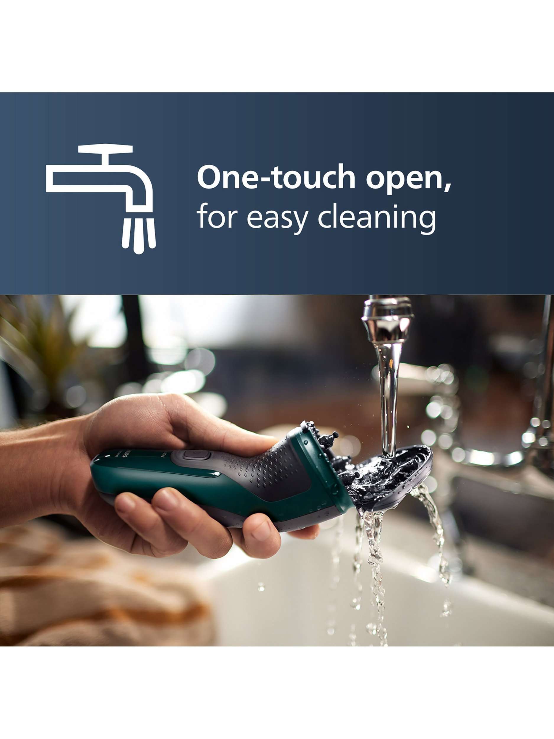 Series 3000X X3052/00 Wet & Dry Electric Shaver with 27 PowerCut Blades, 4D Flex Heads & Pop-up Trimmer, Dark Green Forest