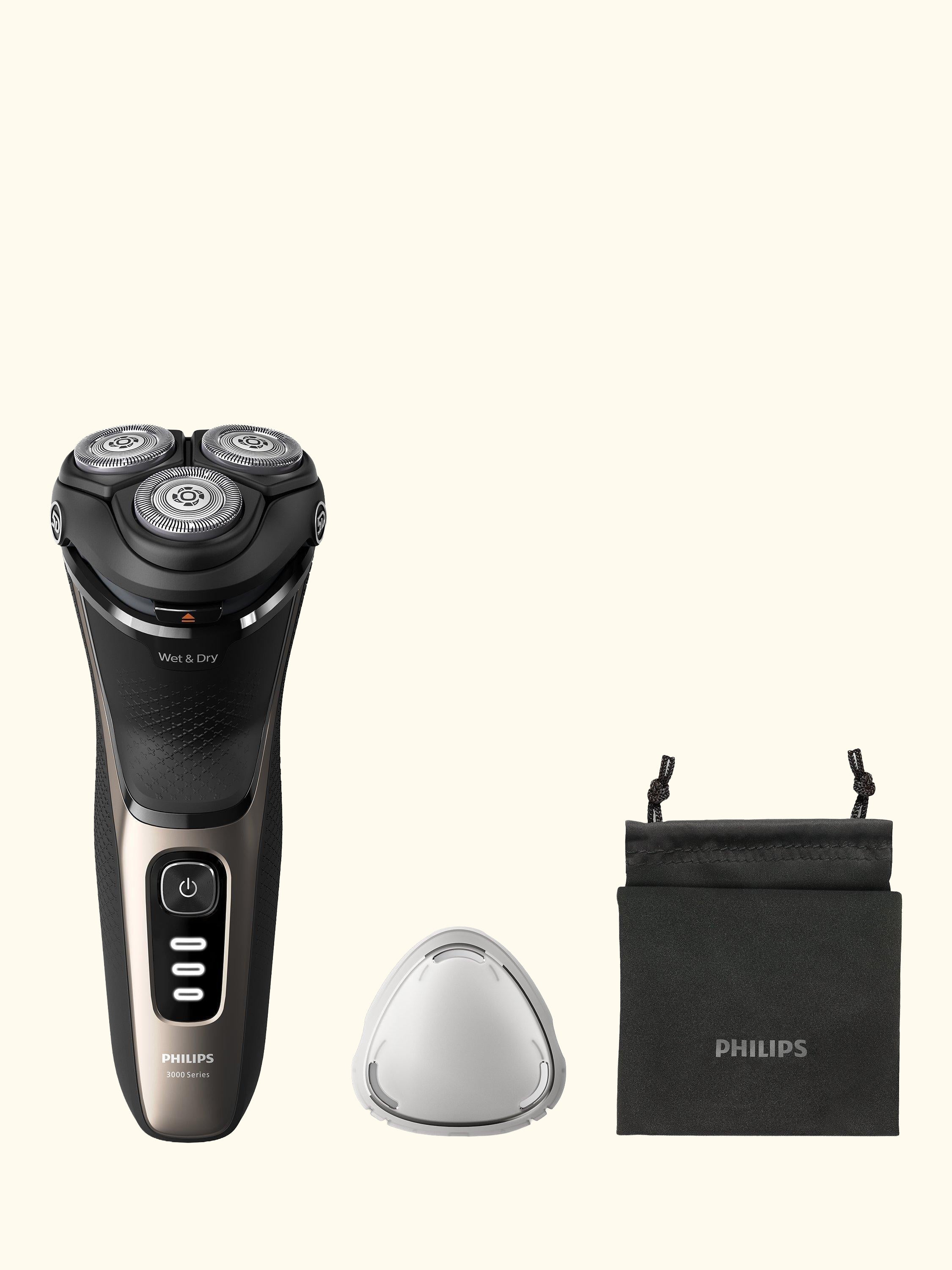 Series 3000 S3242/12 Wet & Dry Electric Shaver with 5D Flex & Pivot Heads, Travel Pouch & Pop-up Trimmer, Ash Gold
