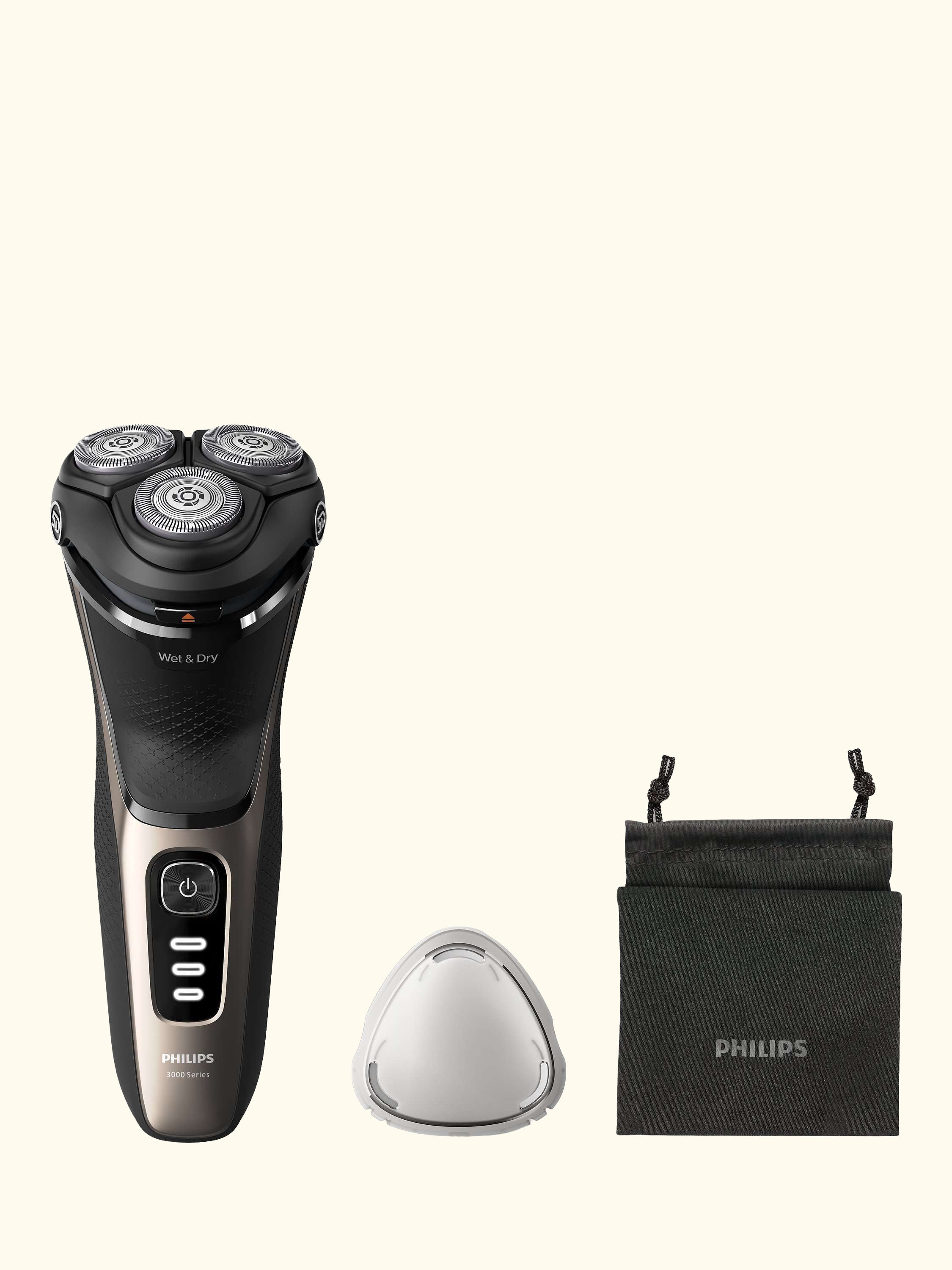 Series 3000 S3242/12 Wet & Dry Electric Shaver with 5D Flex & Pivot Heads, Travel Pouch & Pop-up Trimmer, Ash Gold