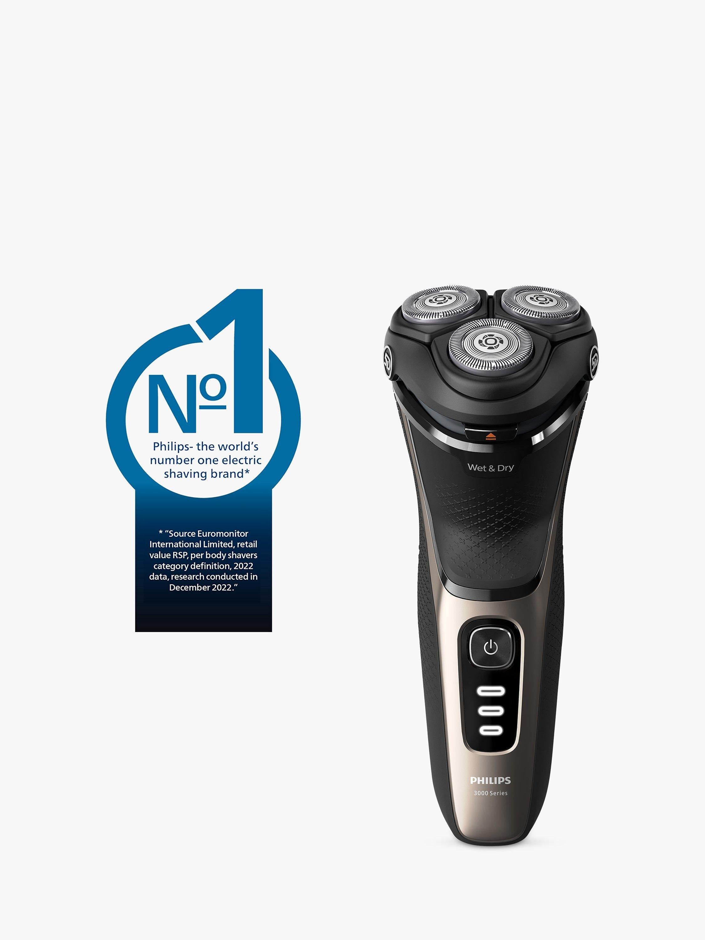 Series 3000 S3242/12 Wet & Dry Electric Shaver with 5D Flex & Pivot Heads, Travel Pouch & Pop-up Trimmer, Ash Gold