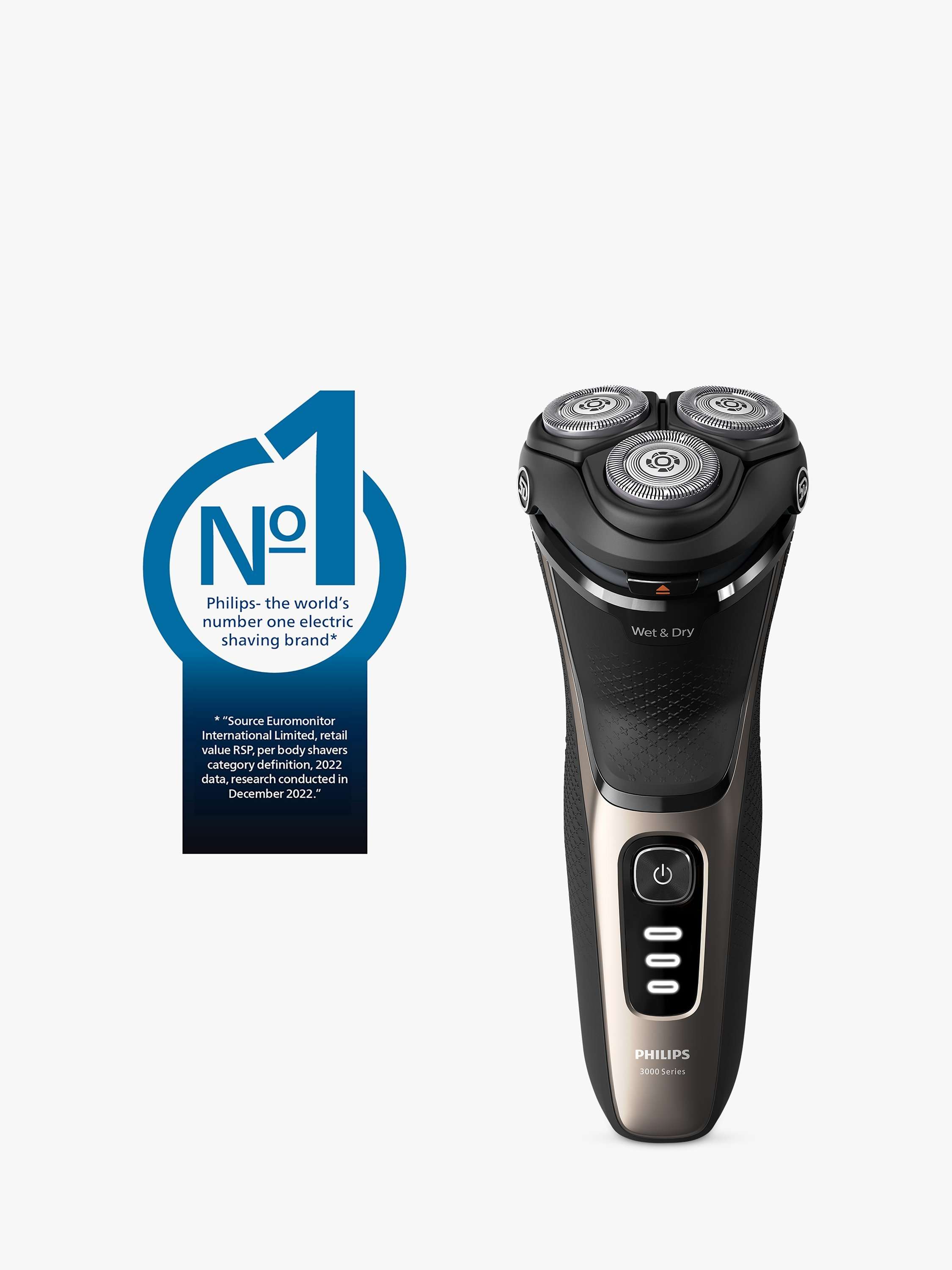 Series 3000 S3242/12 Wet & Dry Electric Shaver with 5D Flex & Pivot Heads, Travel Pouch & Pop-up Trimmer, Ash Gold