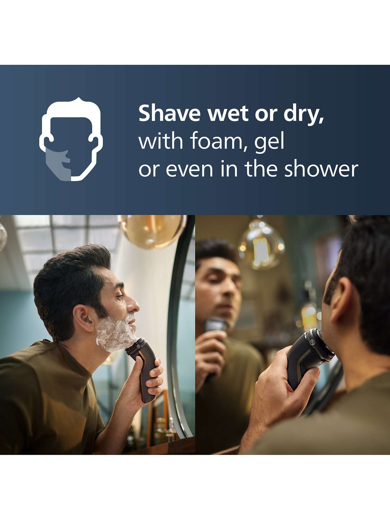 Series 3000 S3242/12 Wet & Dry Electric Shaver with 5D Flex & Pivot Heads, Travel Pouch & Pop-up Trimmer, Ash Gold